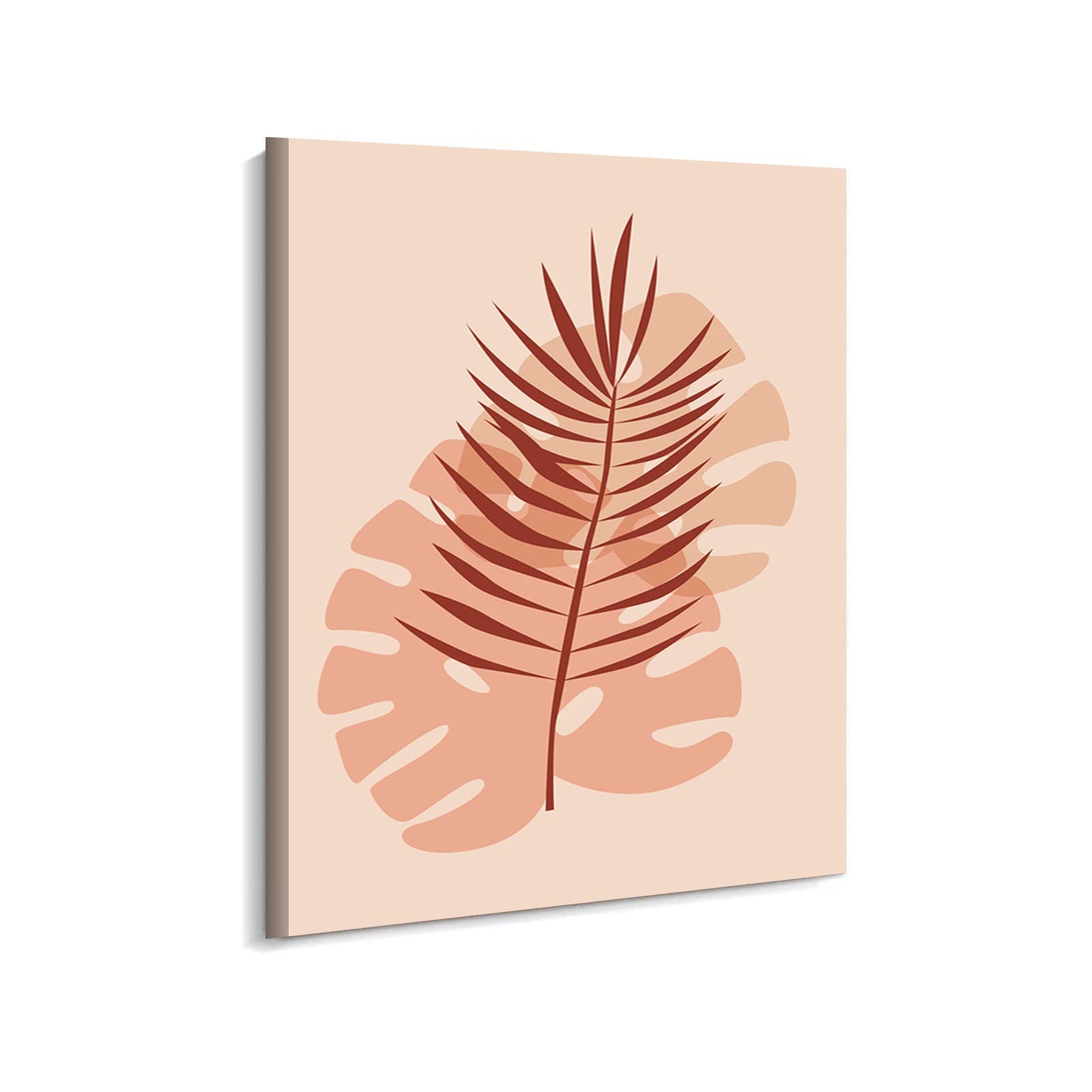Boho Tropical Leaves Wall Art - 8x12 Inch Framed Canvas for Living Room & Kitchen Decor