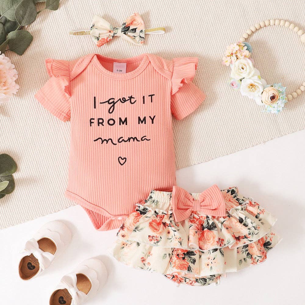 Adorable Baby Girl 3-Piece Outfit Set - Cute Matching Romper, Headband & Leggings | Perfect for Photoshoots, Birthday Parties & Daily Wear
