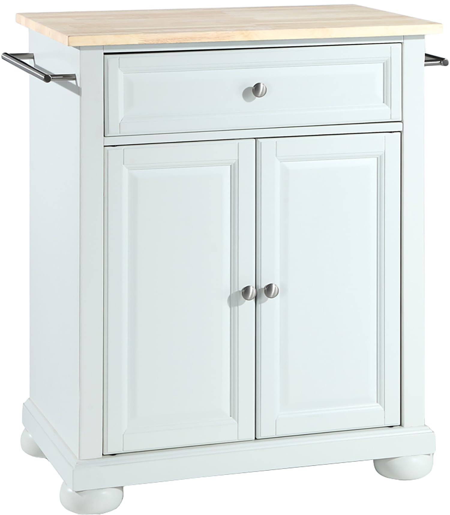 Crosley Alexandria Portable Kitchen Island Cart with Wood Top - White Rolling Microwave Stand for Small Spaces | Perfect for Apartments, Dorms & Compact Kitchens