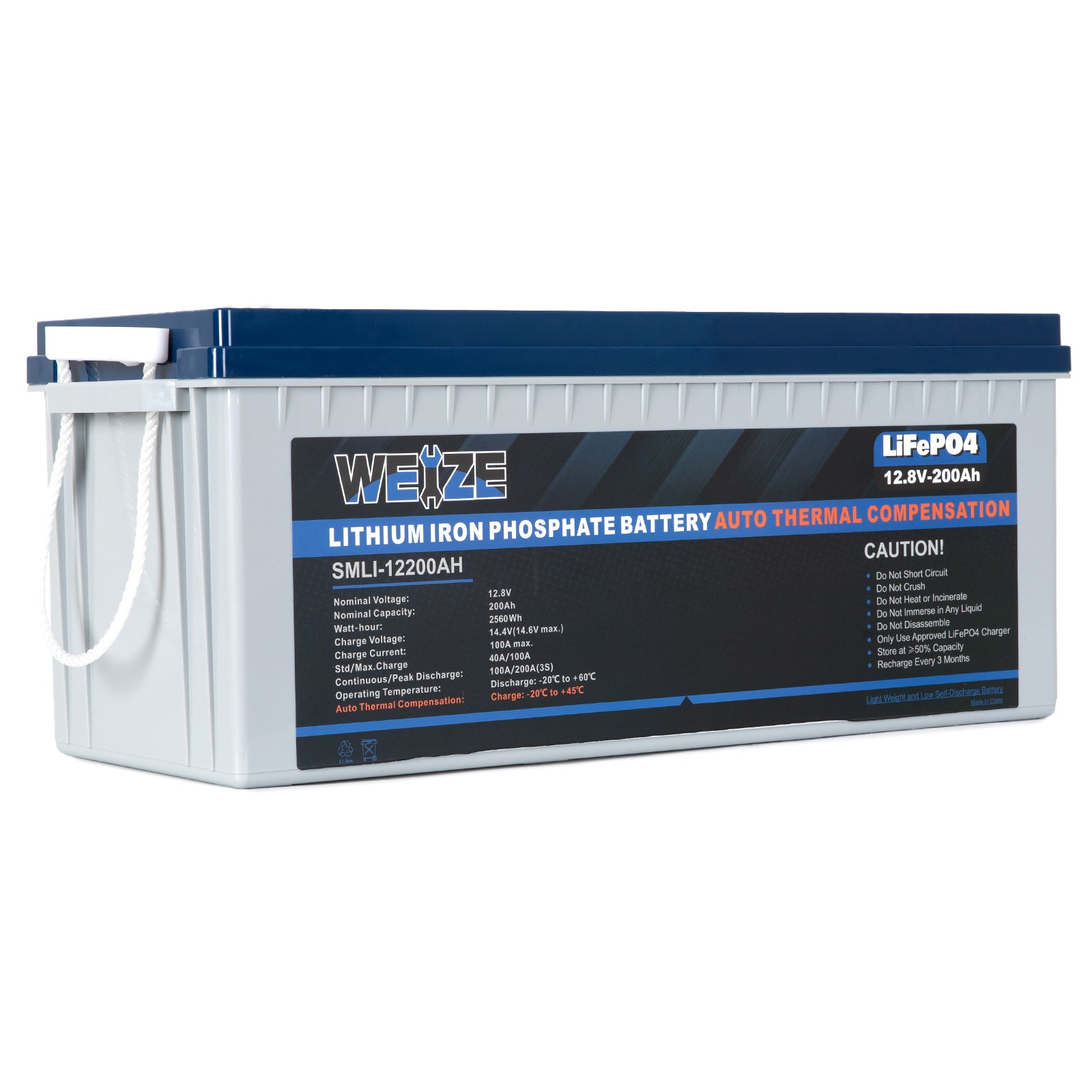 WEIZE 12V 200Ah 2560Wh LiFePO4 Lithium Battery with Self Heating - Deep Cycle Battery for RV, Solar Power, Marine, Off-Grid & Backup Power Systems