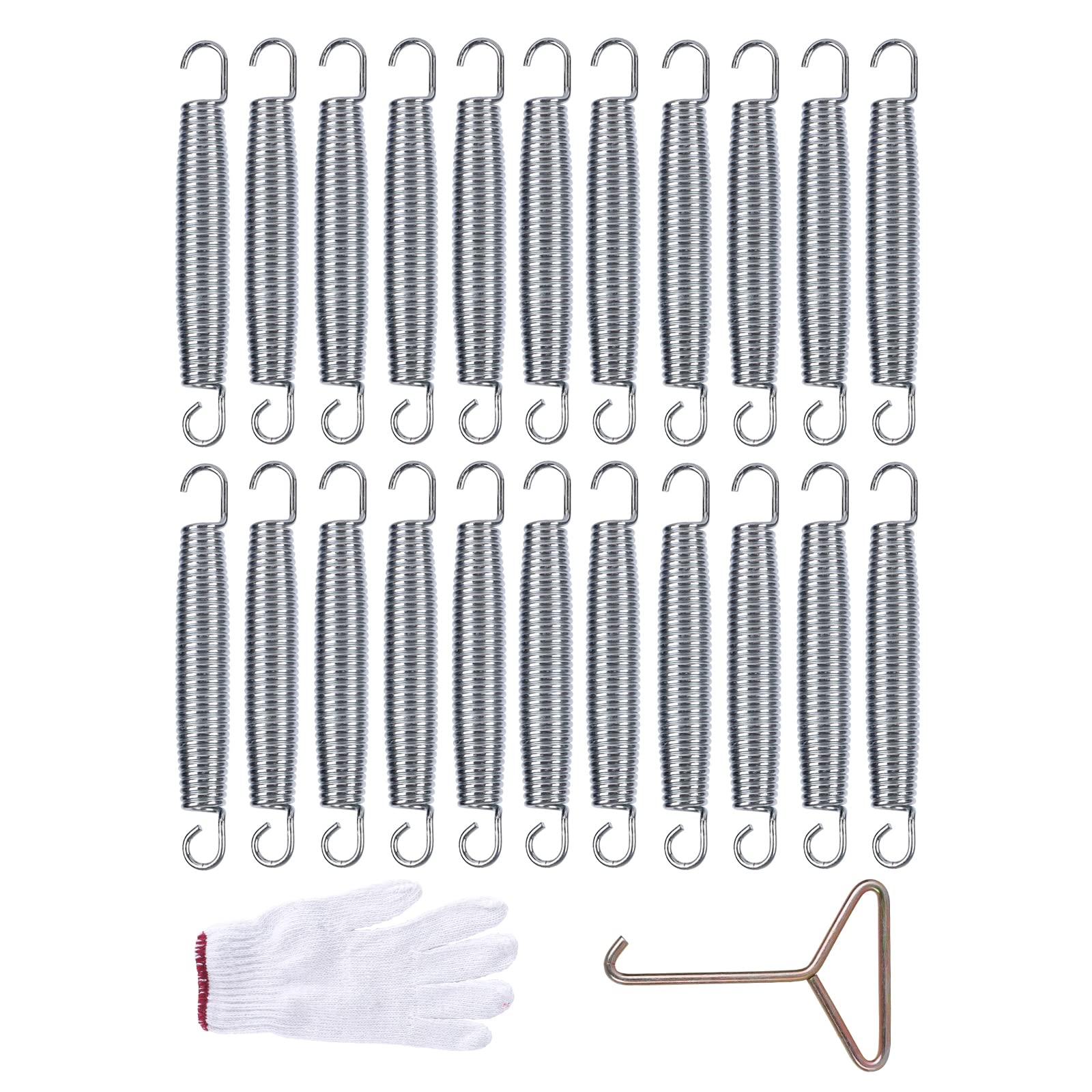 Heavy Duty Stainless Steel Trampoline Replacement Springs - Weather-Resistant Universal Fit with Included Tool & Gloves | Perfect for Backyard Trampoline Repair, Gym Equipment Maintenance, and Outdoor Playground Safety Upgrades