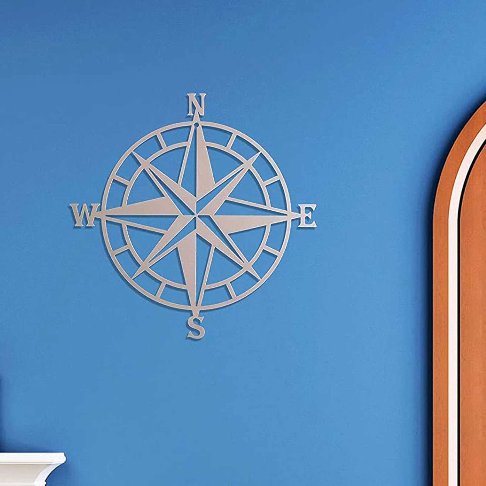 Premium Metal Wall Art Sculpture - Nautical Compass Wall Decor with Safety Certification | Rustic Home Decor for Living Room, Bedroom, Office, Porch, Garden & Patio | Beach Theme Wall Hanging Art for Coastal & Nautical Interior Design
