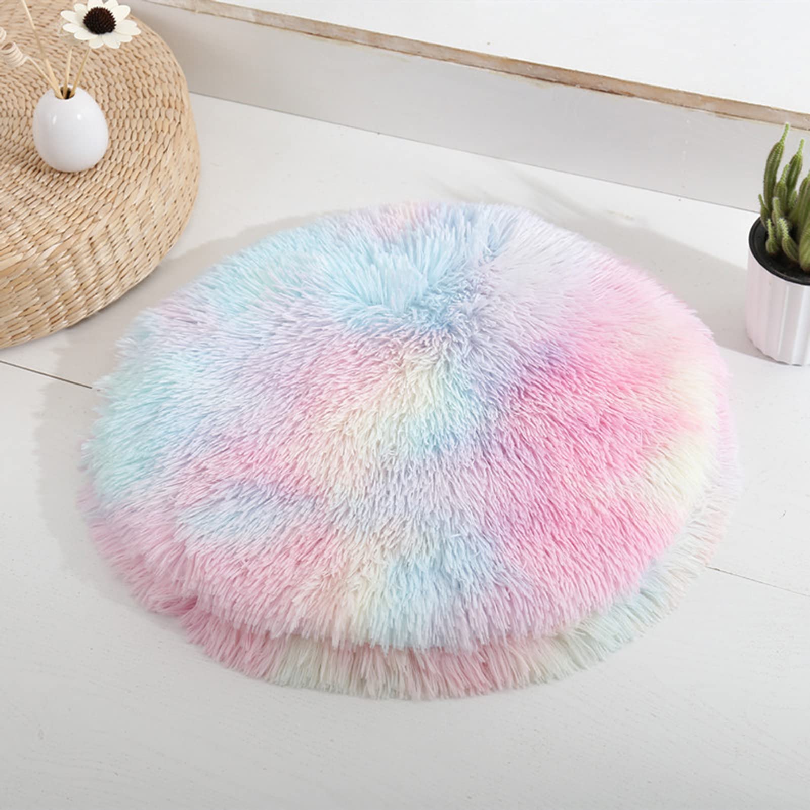 Galand Round Plush Pet Bed for Dogs & Cats - Soft Comfy Washable Calming Bed for Small Medium Large Pets, Fluffy Nest for Puppies & Kittens - Perfect for Home, Office & Travel Use