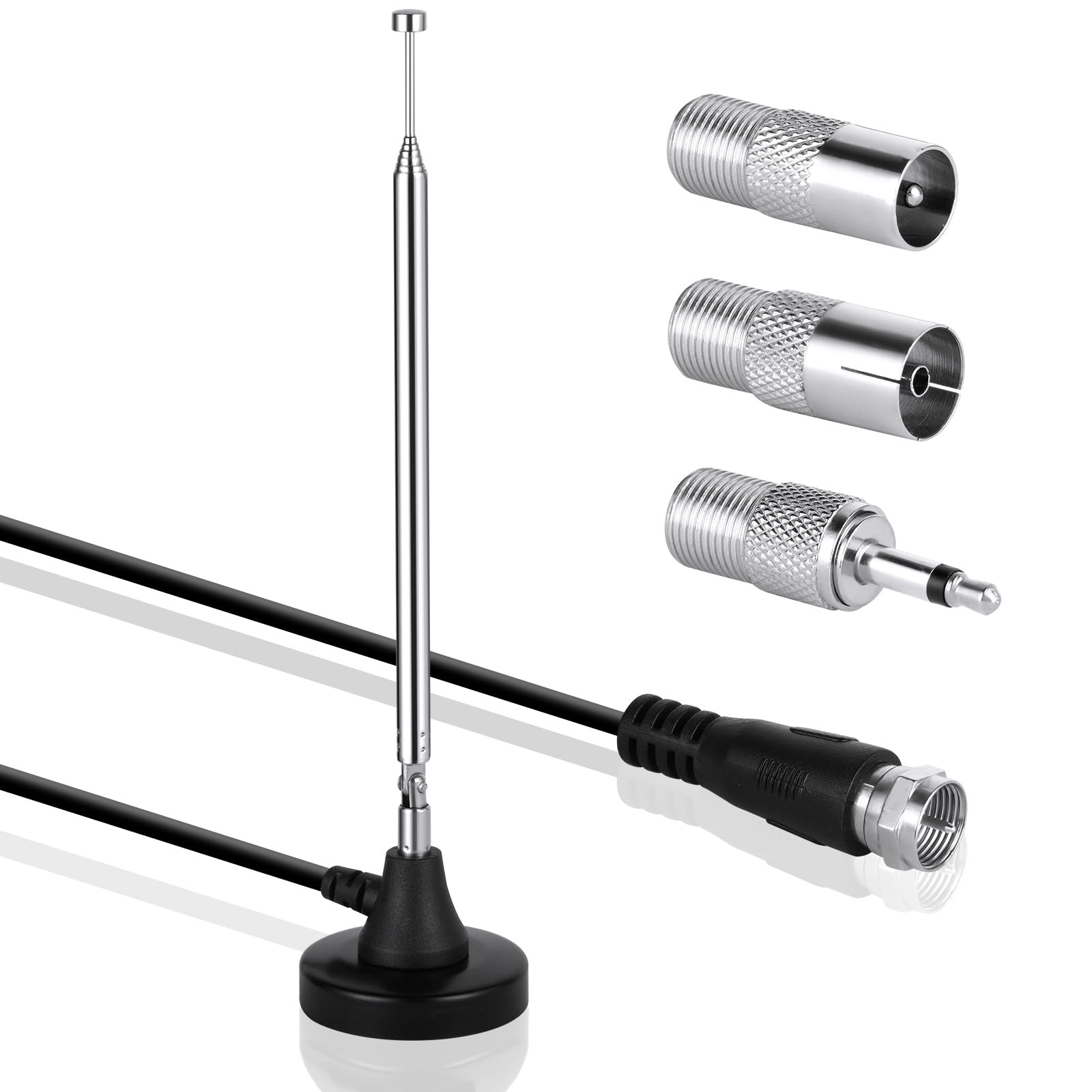 Adiwo 3M FM Indoor Radio Antenna with Magnetic Base - Digital Telescopic DAB Aerial for HiFi System, Tuner, Stereo Amplifier, AV Receiver & Home Theater - Perfect for Enhanced Audio Quality in Living Rooms & Home Studios
