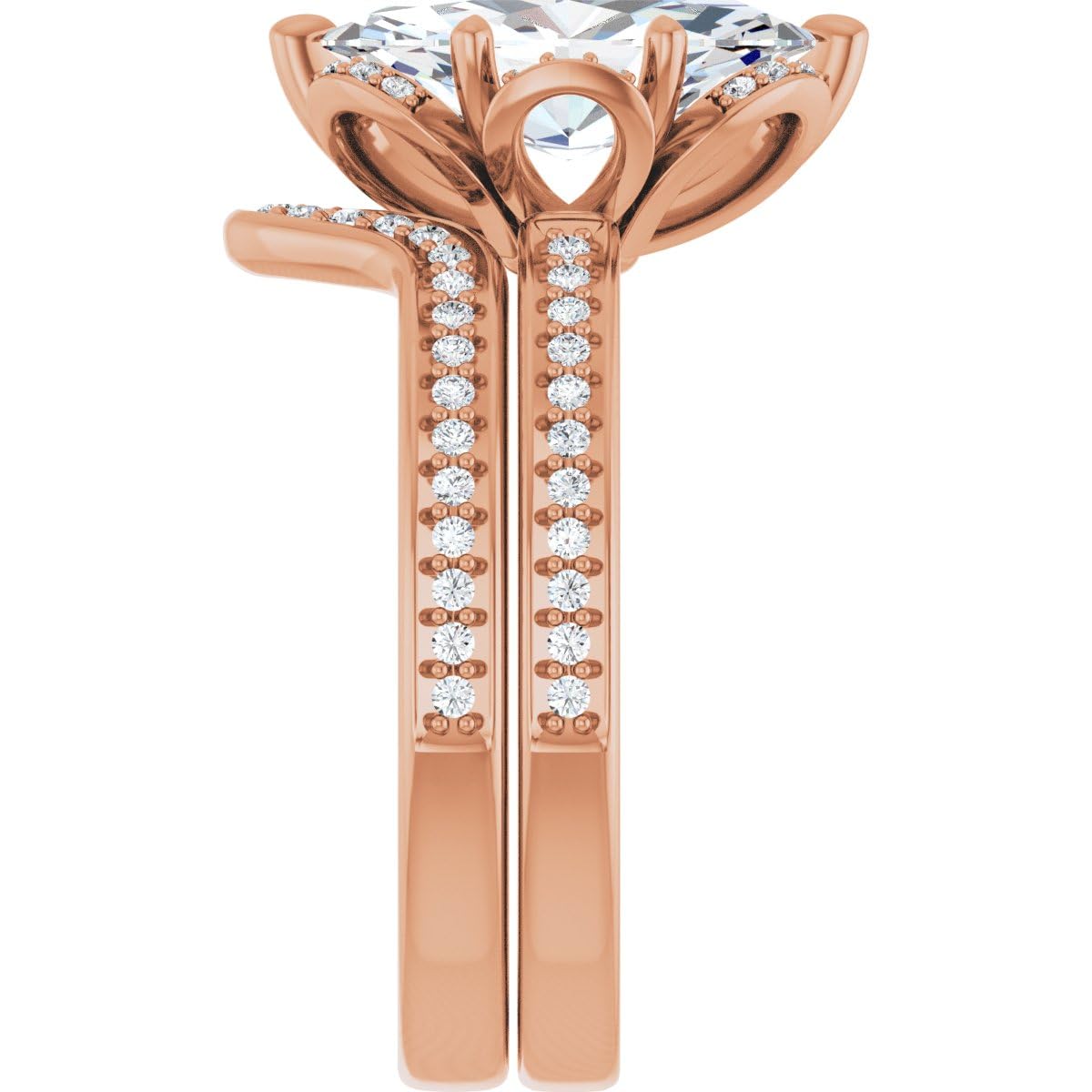 1-2 Ct Marquise Cut Moissanite Engagement & Wedding Bridal Ring Set in 10K/14K/18K Gold or 925 Sterling Silver - Rose Gold Christmas Gift for Women, Anniversary, Proposal, Valentine's Day