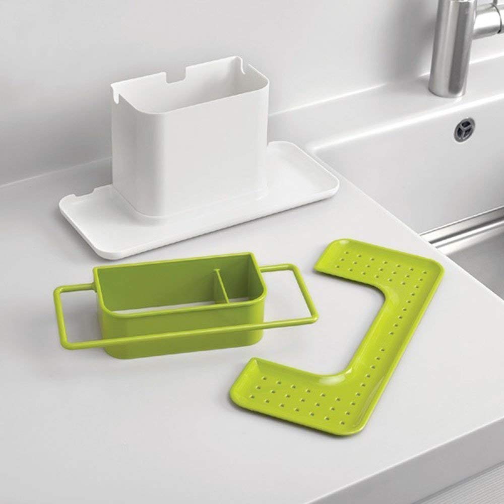 3-in-1 Kitchen Sink Organizer Rack for Dish Soap & Sponge - Bathroom & Kitchen Use