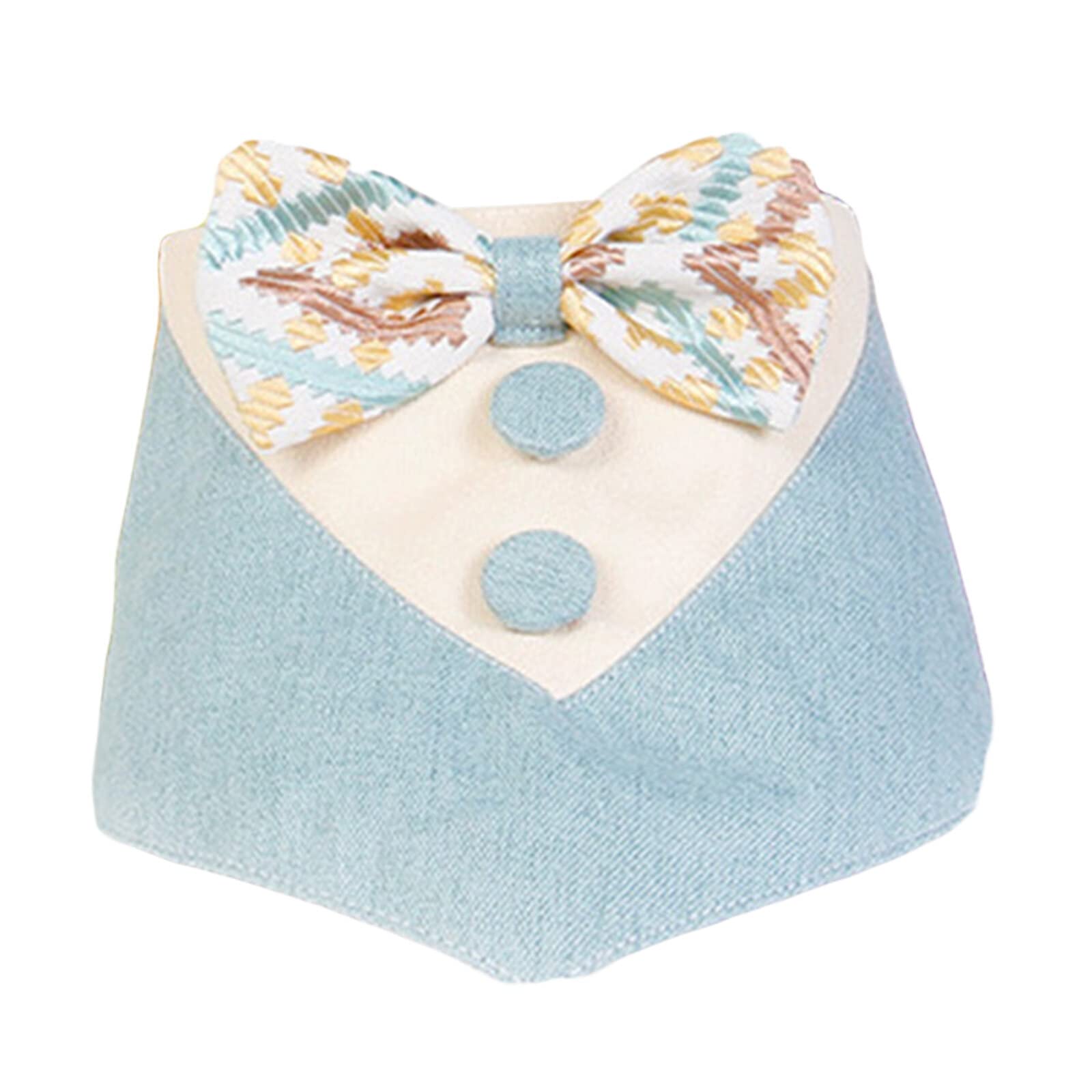 Yuehuam Adjustable Dog Tuxedo Bandana with Bow Tie - Formal Pet Neck Scarf for Small Medium Large Dogs & Cats (Blue, Large) - Perfect for Weddings, Parties & Photo Shoots