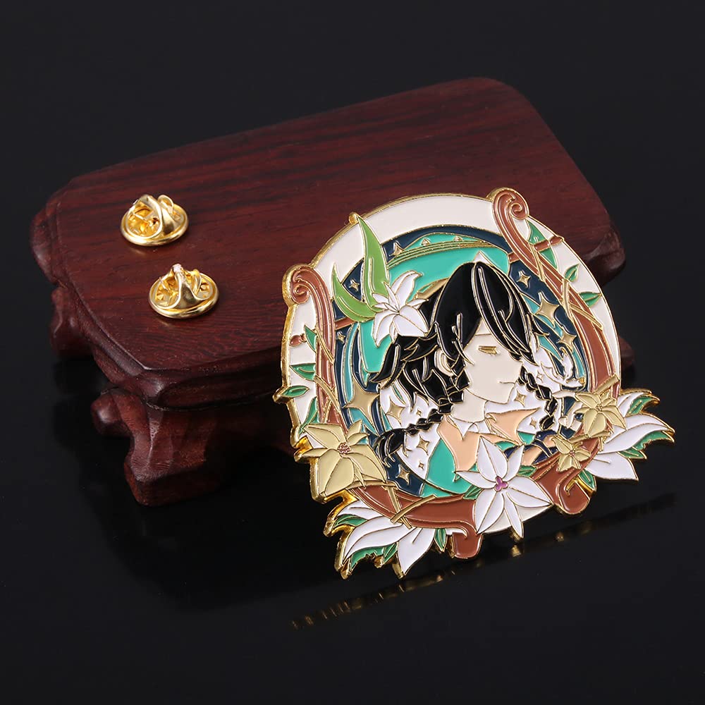 Genshin Impact Hu Tao Enamel Brooch Pin - Anime Cosplay Lapel Pin for Fans - Perfect Gift for Women & Girls - Great for Conventions, Cosplay & Collectors