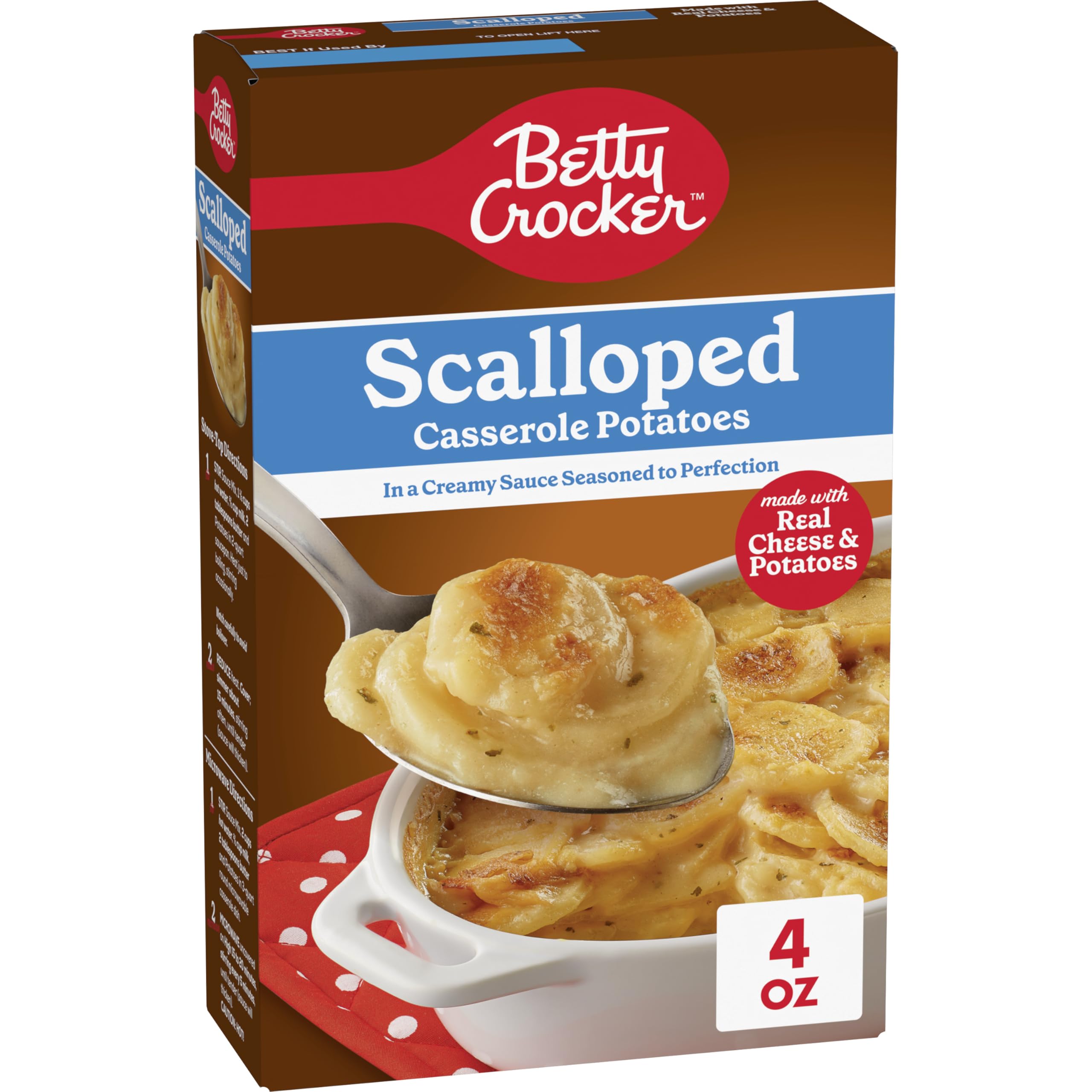 Betty Crocker Scalloped Casserole Potatoes with Real Cheese - 4 oz Box | Easy Homemade Side Dish for Family Dinners & Holiday Meals