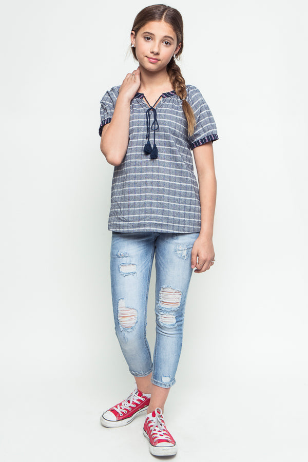 Stylish Woven Tunic Top for Women - Comfortable & Flowy Blouse for Casual Wear, Office, or Summer Outfits