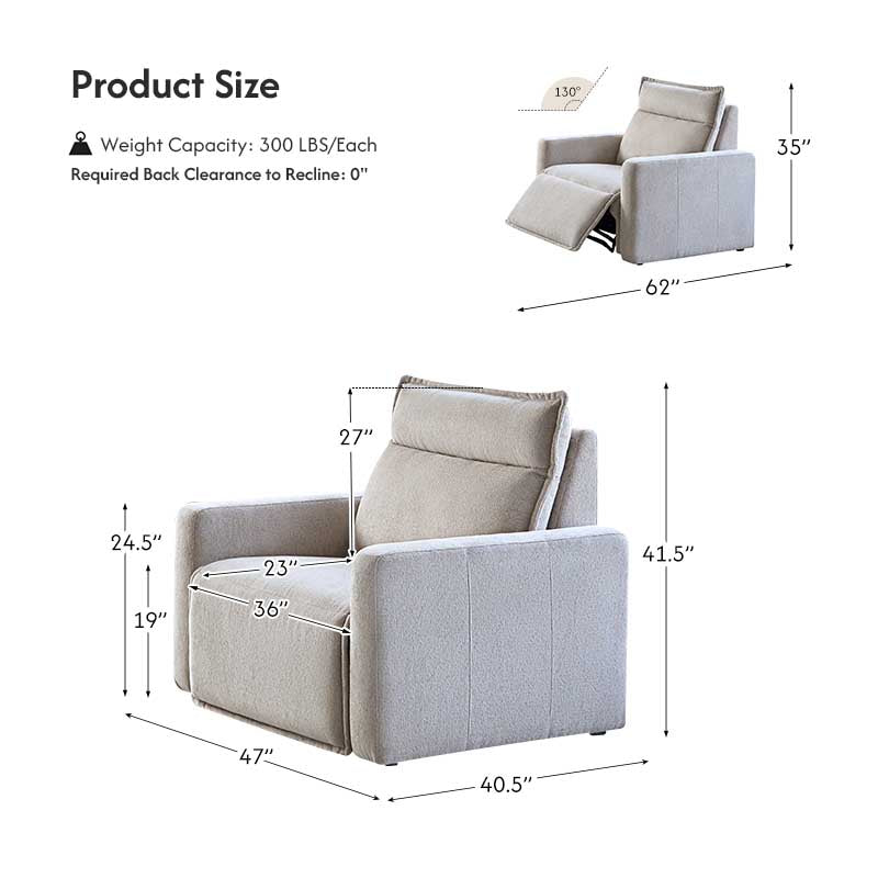 Essentia Power Reclining Corner Sofa - Easy Care Fabric Sectional Couch with USB Charging for Living Room, Home Theater & Family Room Comfort