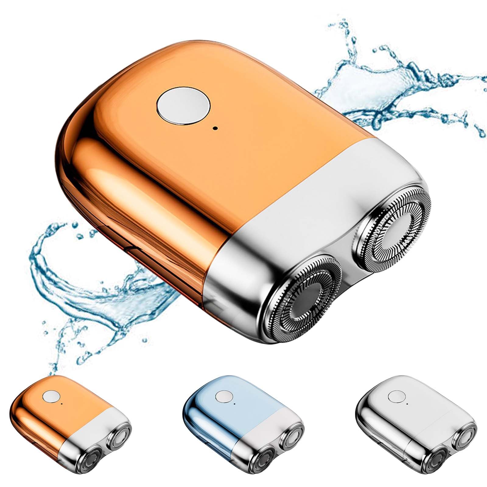Mini Dual-Head Electric Shaver for Men - USB Rechargeable, Waterproof & Washable Compact Travel Shaver - Portable Beard Trimmer for Home, Office & Gym Use (Orange)