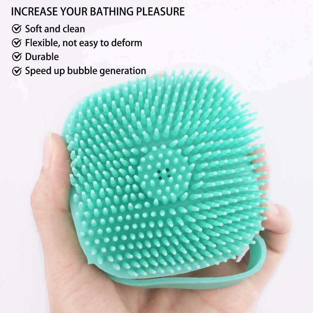 RD MALL Soft Silicone Bath & Body Brush with Soap Dispenser - Reusable Exfoliating Body Scrubber for Gentle Skin Massage - Perfect for Shower, Spa & Sensitive Skin Care