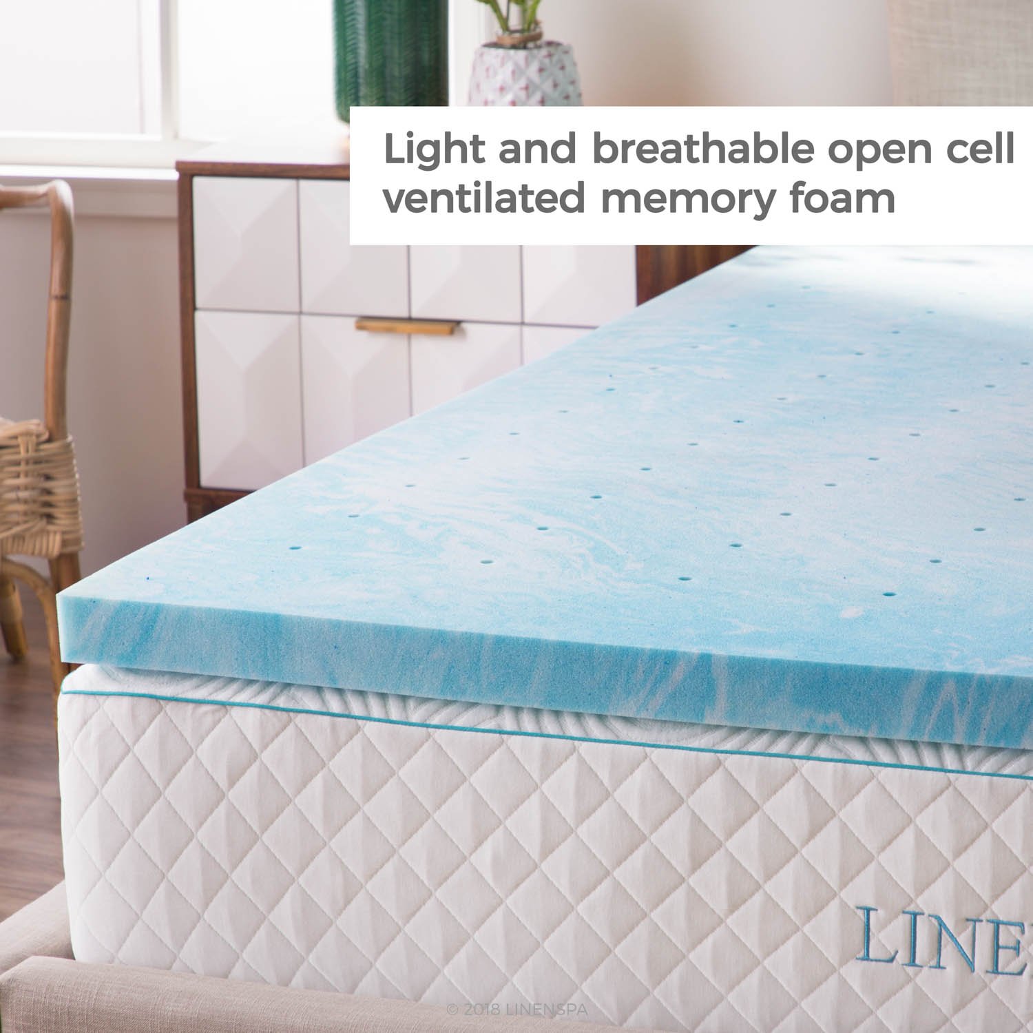 LINENSPA 2 Inch Gel Swirl Memory Foam Mattress Topper - King Size Cooling Gel Infused Mattress Pad for Pressure Relief & Pain Relief - CertiPUR-US Certified - Perfect for Hot Sleepers & Back Pain Sufferers - Enhances Comfort on Any Bed for Better Sleep