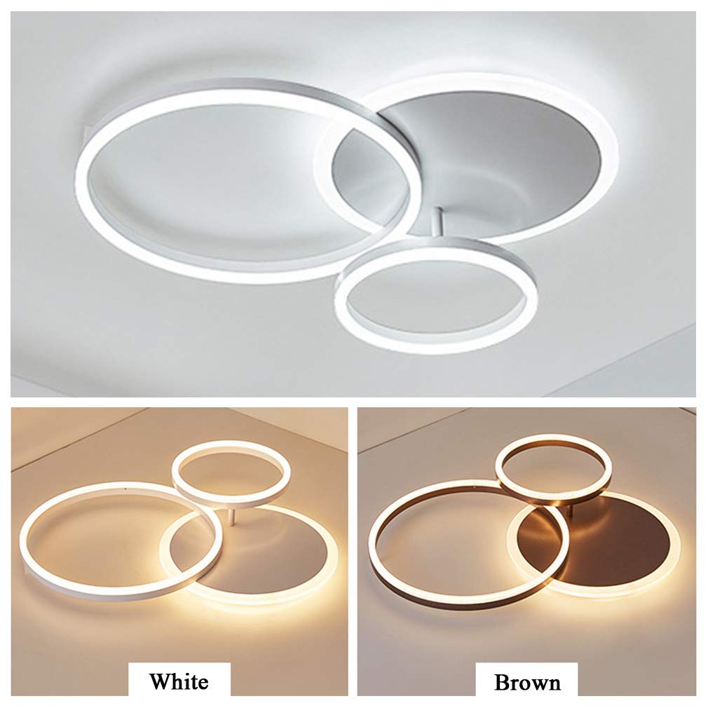 Modern Acrylic 3-Ring Dimmable LED Ceiling Light with Remote Control - White Chandelier for Living Room, Bedroom, Kitchen Island & Dining Table - Energy Efficient Creative Design Lighting for Home Decor