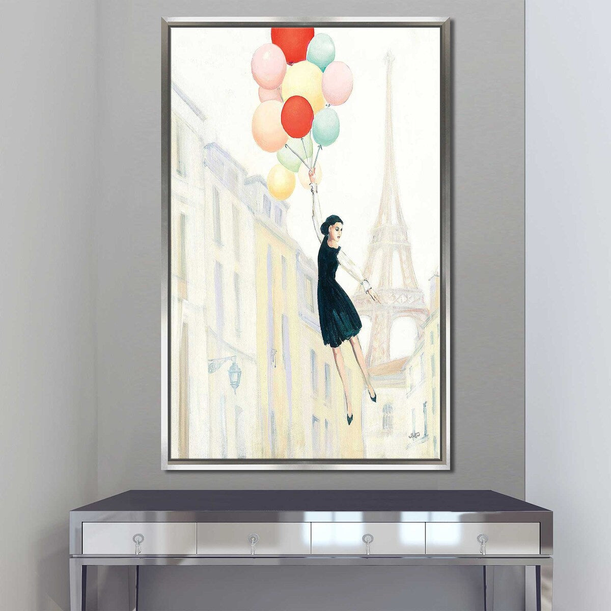 Aloft In Paris II Canvas Wall Art - Floating Frame Print for Living Room & Bedroom Decor - Modern Home & Office Wall Decor