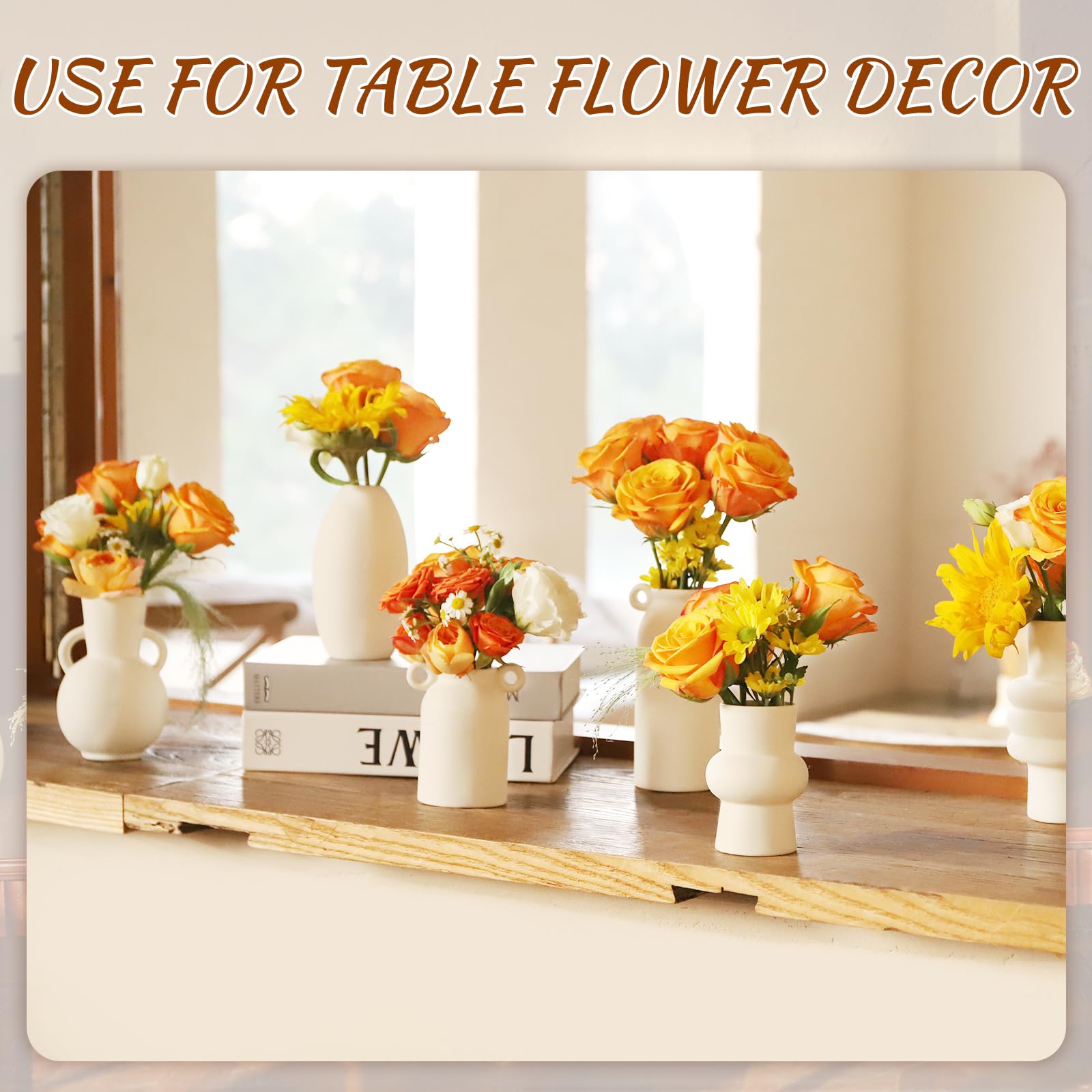 9-Piece Ceramic Vase Set - Modern White Flower Vases for Fresh & Dried Blooms, Unique Shape Home Decor, Wedding Centerpiece - Perfect for Table Decor, Living Room, Dining Room & Wedding Arrangements