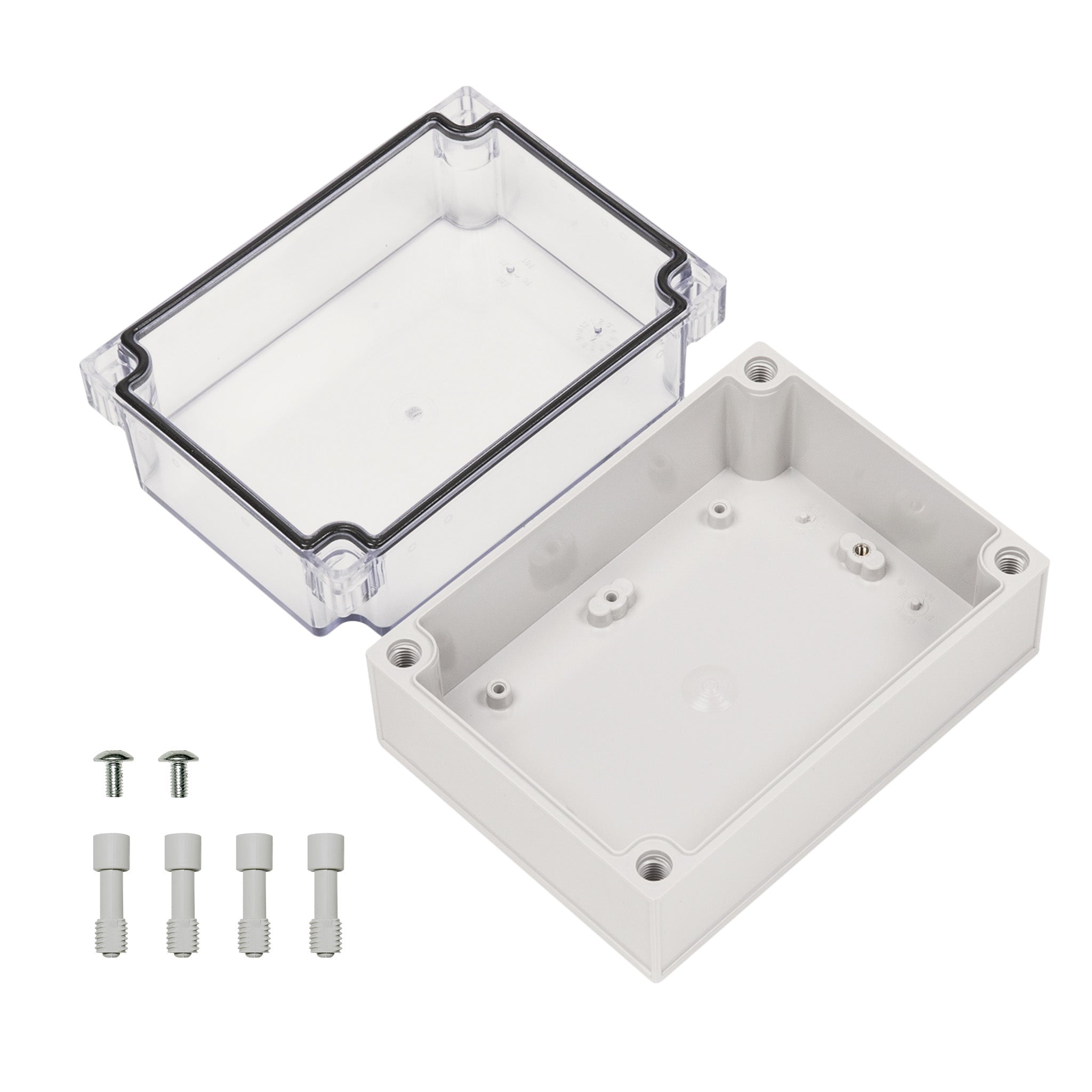 Boxco S Series 4.92x6.89x3.94 Inch (125x175x100mm) Waterproof Plastic Enclosure - IP67 Rated, IK08 Impact Resistant, ABS Material with Clear Transparent Cover & Screw Mounting - Ideal for Outdoor Electronics, Industrial Equipment & DIY Projects