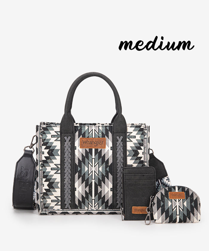 Wrangler Aztec Print Whipstitch Canvas Tote Bag Set - Stylish & Durable Handbag for Women, Perfect for Shopping, Beach & Everyday Use