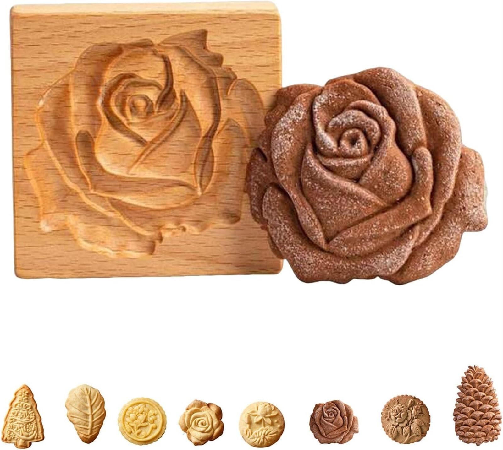 Rose-Shaped Tostonera - Wooden Plantain Press for Perfect Tostones | Rose Tostones Press & Cookie Mold | Ideal for Latin Cooking, Baking Cookies & Kitchen Decor