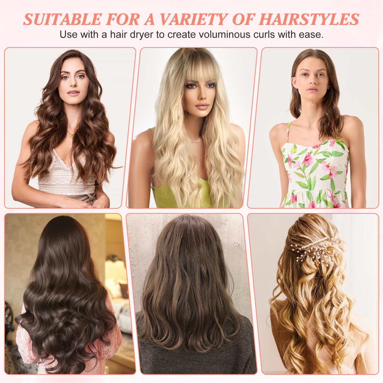 Volumizing Hair Rollers with Clips - 6PCS DIY Styling Bangs Curler & Root Lift Clips for Home, Salon & Travel Use - Self Grip Hair Accessories for Volume & Curls