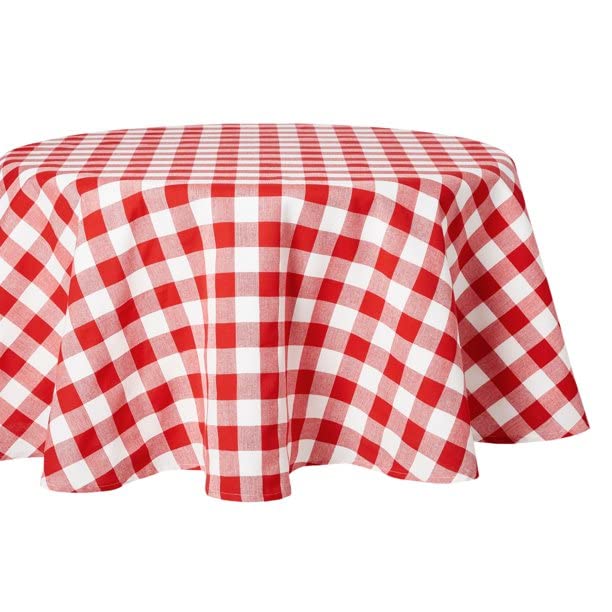 Pioneer Woman 70 Inch Round Tablecloth - Charming Check Design for Dining Room, Kitchen, Party & Outdoor Decor