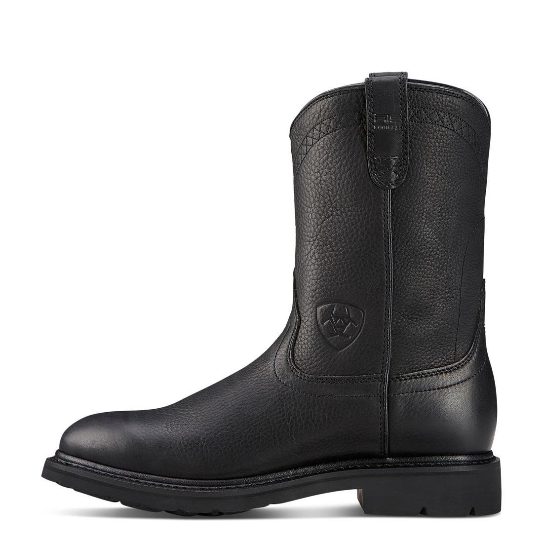 Sierra Soft Toe Boots for Men - Comfortable Black Work Boots with Cushioned Insoles - Ideal for Construction, Hiking & Outdoor Activities