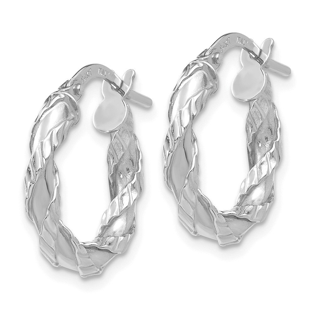 14K White Gold Twisted Rope Hoop Earrings for Women - Dainty & Elegant Jewelry Gift for Birthday, Anniversary, Wedding or Everyday Wear