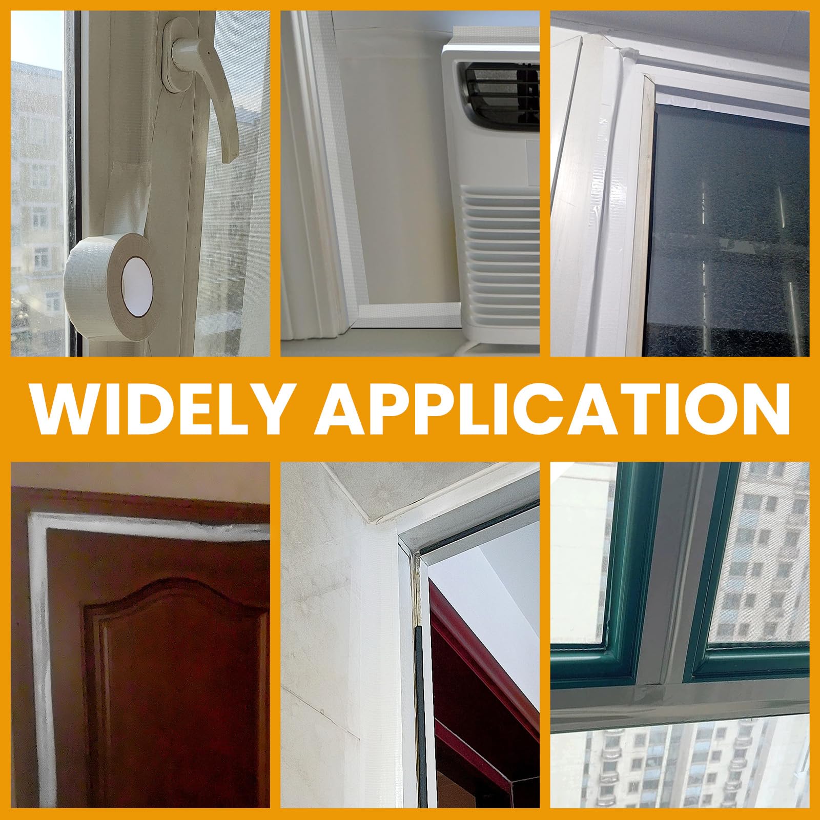 Self-Adhesive White Window Weather Sealing Tape - No Residue Draft Isolation Film for Windows & AC Units - Waterproof, Cold Air & Dust Proof - Perfect for Home Insulation, Energy Savings & All Seasons Protection