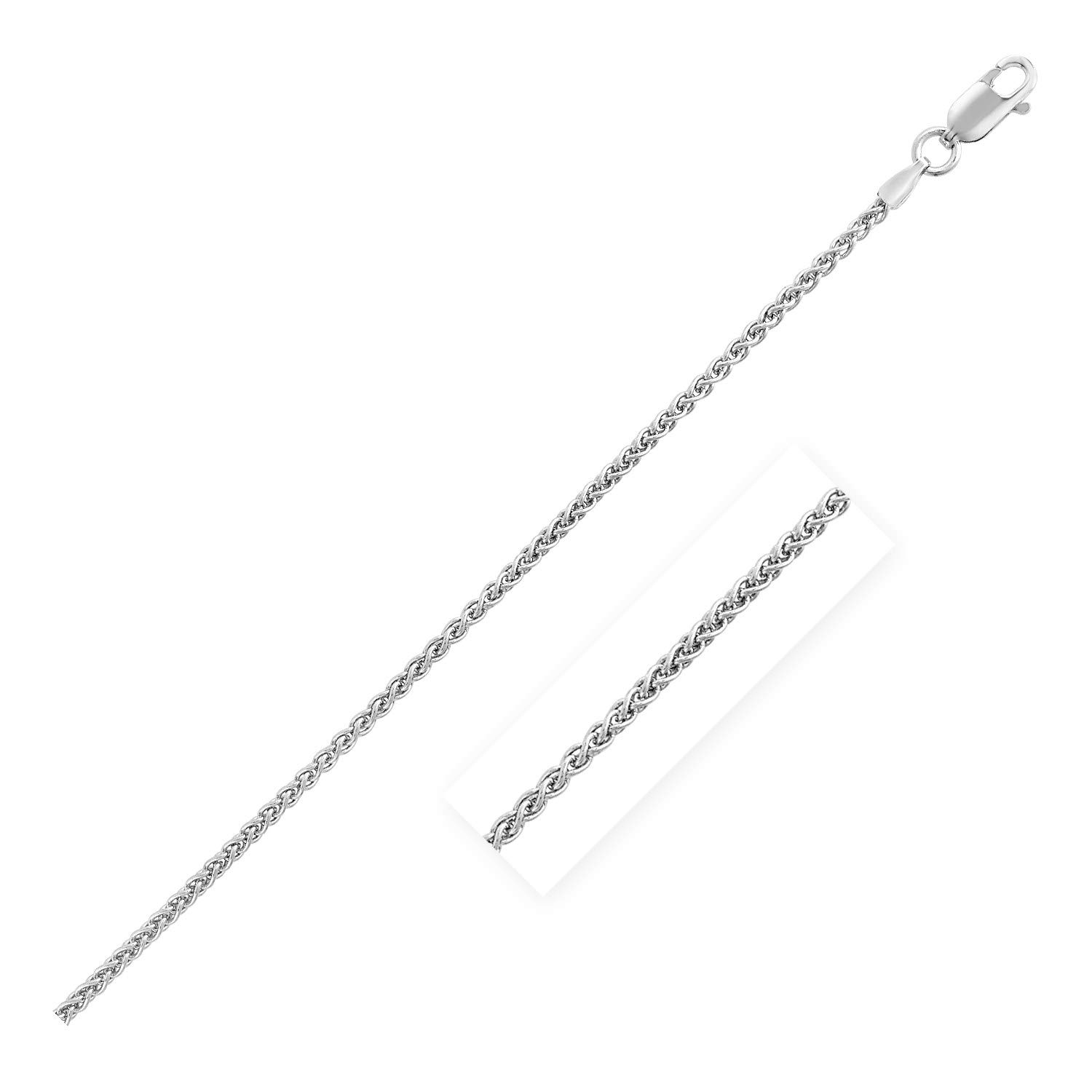 1.9mm Sterling Silver Rhodium Plated Wheat Chain Necklace for Women - Dainty Fine Jewelry Gift for Her, Perfect for Everyday Wear, Date Nights & Special Occasions