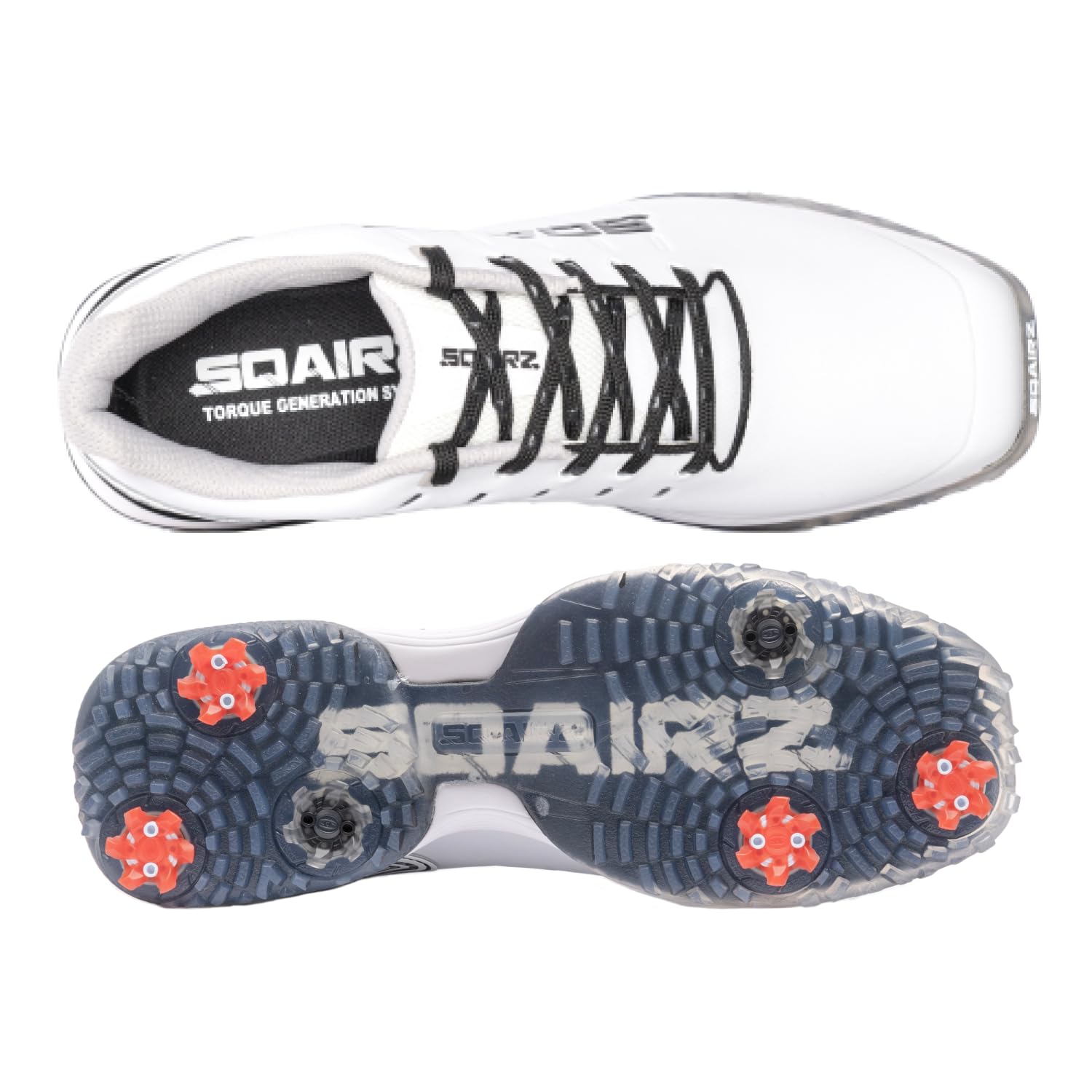 SQAIRZ Bold Men's Spiked Golf Shoes - Waterproof Athletic Golf Footwear with Replaceable Cleats for Enhanced Balance & Performance | Perfect for Golf Tournaments, Driving Range & Outdoor Sports