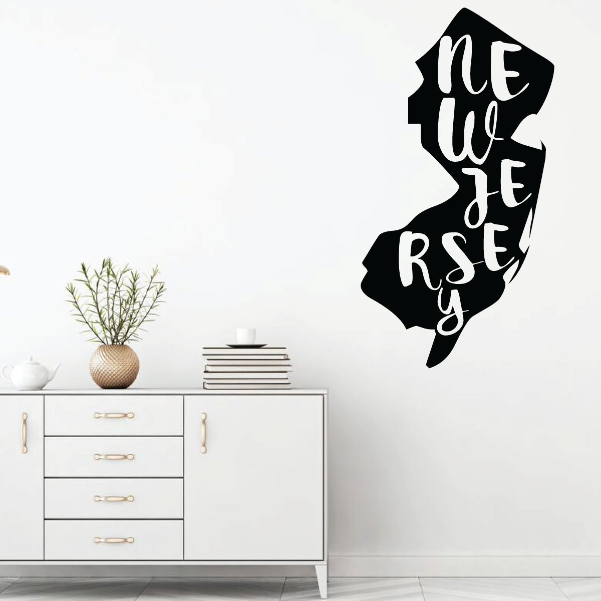 New Jersey State Silhouette Wall Decal - Premium Vinyl Art Sticker for Home Decor, Living Room & Bedroom - Perfect for Nursery, Office or Dorm Room Wall Decoration