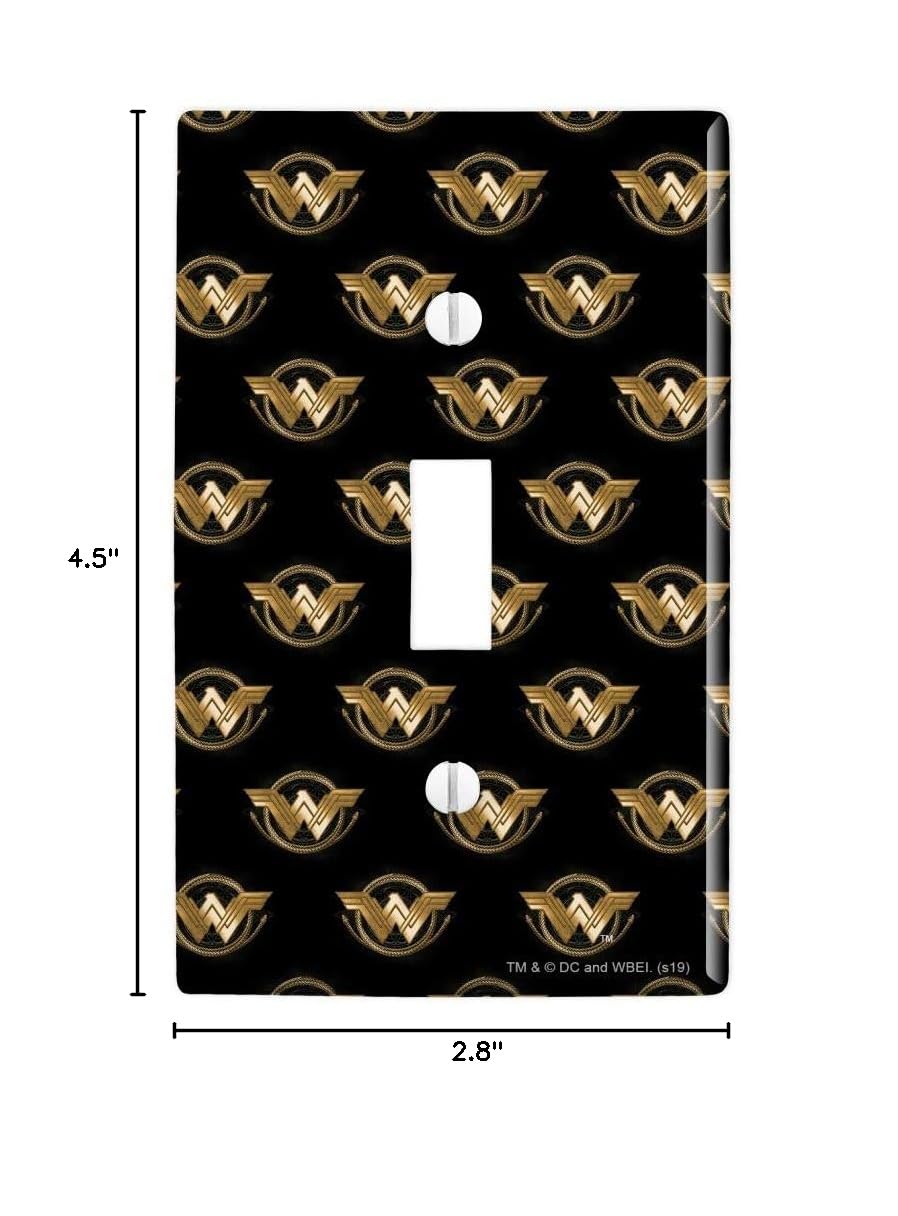 Wonder Woman Movie Golden Lasso Logo Plastic Wall Decor Light Switch Plate Cover - Superhero Home Decor for Bedroom, Living Room & Office