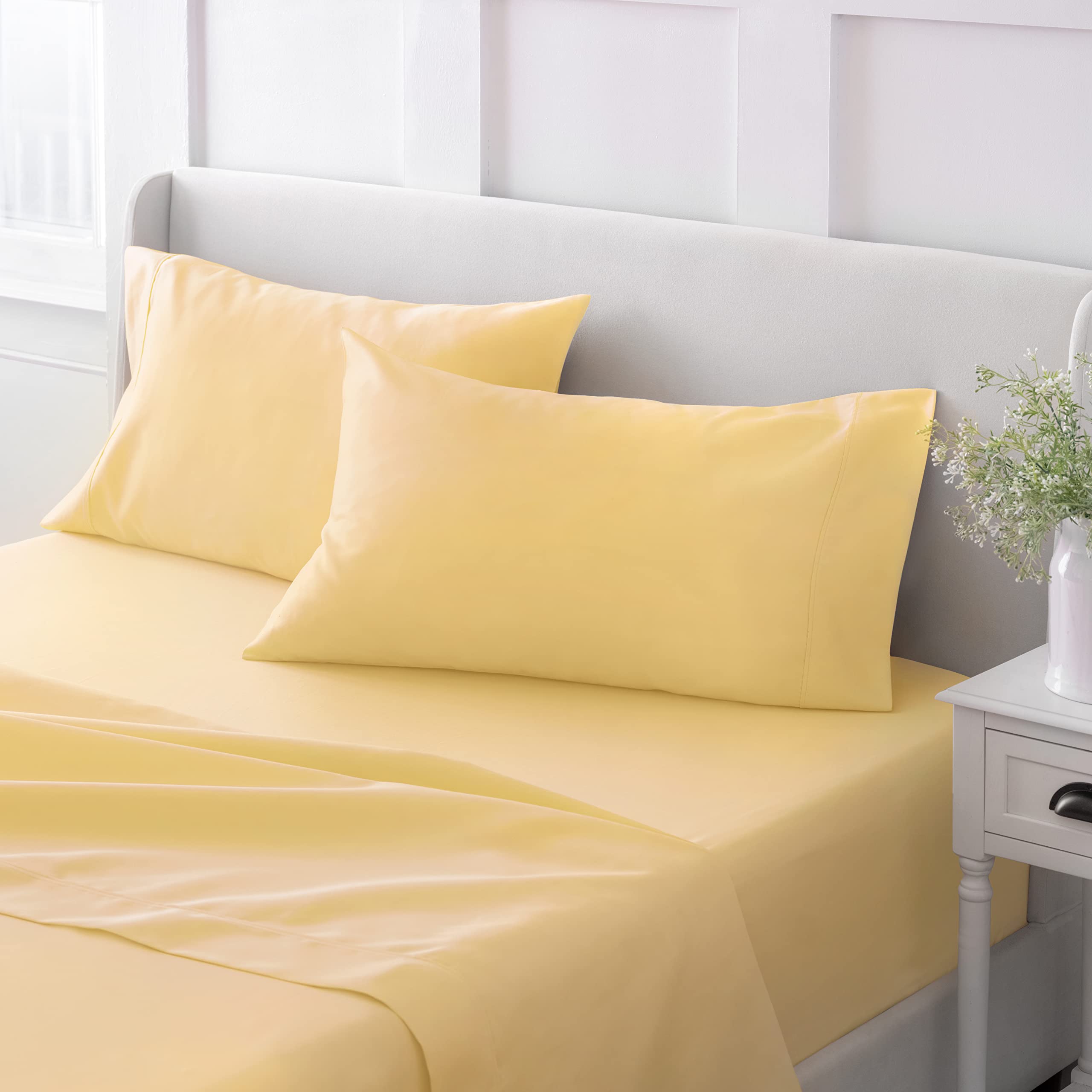 Martha Stewart 100% Cotton Queen Sheet Set - 4 Piece Soft & Smooth Sateen Bedding with 16
