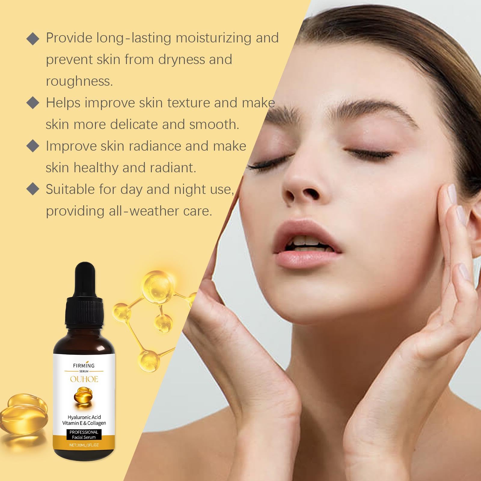 2 Pcs Hyaluronic Acid Serum for Face - Vitamin E & Collagen Firming Serum with Deep Nourishment | Anti-Aging, Reduces Fine Lines & Wrinkles | Daily Moisturizing Face Serum for Dry Skin, Day & Night Use