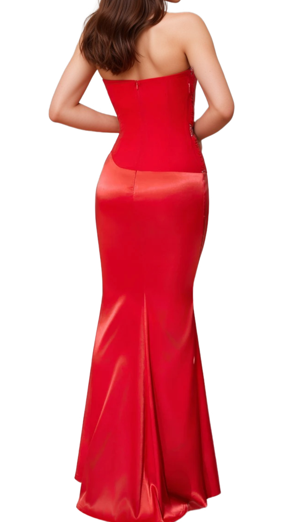 Audrey Sequin Embellished Strapless Bodycon Maxi Dress in Red | Elegant Evening Gown for Prom, Party & Special Occasions