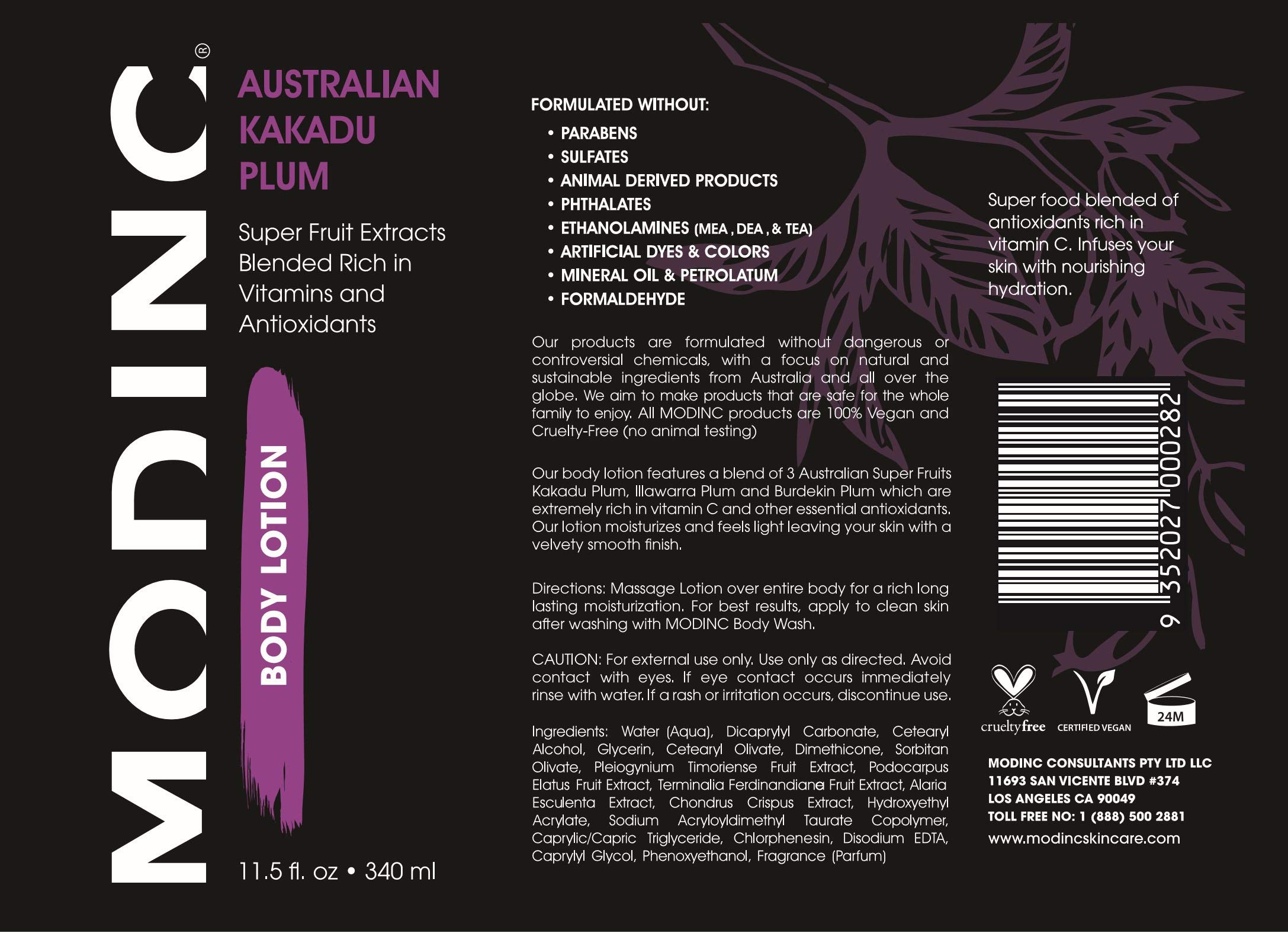 Premium Australian Kakadu Plum Body Lotion - Vitamin Rich Superfruit Extract Formula with Antioxidants | Vegan & Cruelty Free Moisturizer | 11.5oz Pump Bottle for Dry Skin Care & Daily Hydration