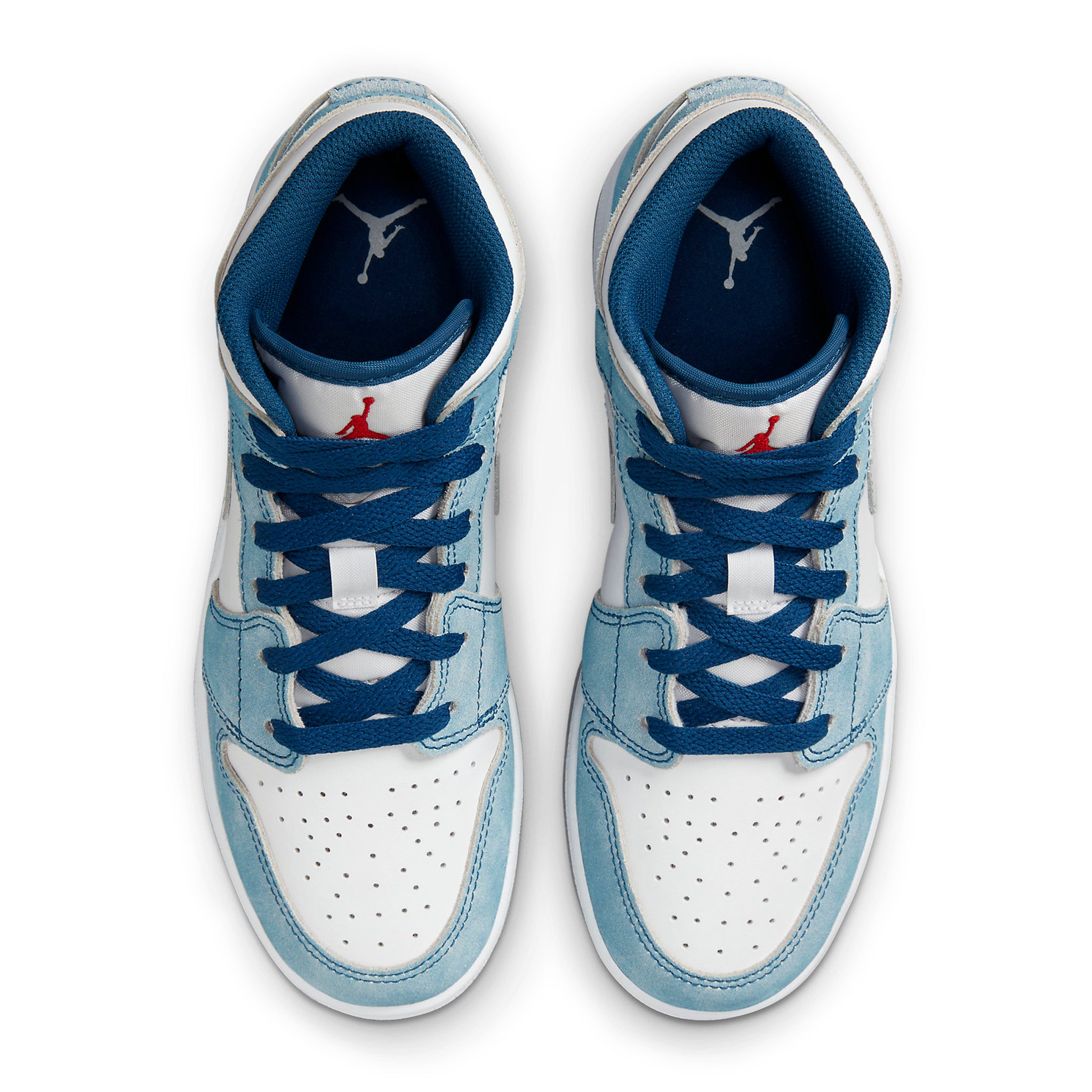 Air Jordan 1 Mid SE French Blue Light Steel Sneakers for Girls - Retro Basketball Shoes for Casual Wear & Street Style Fashion