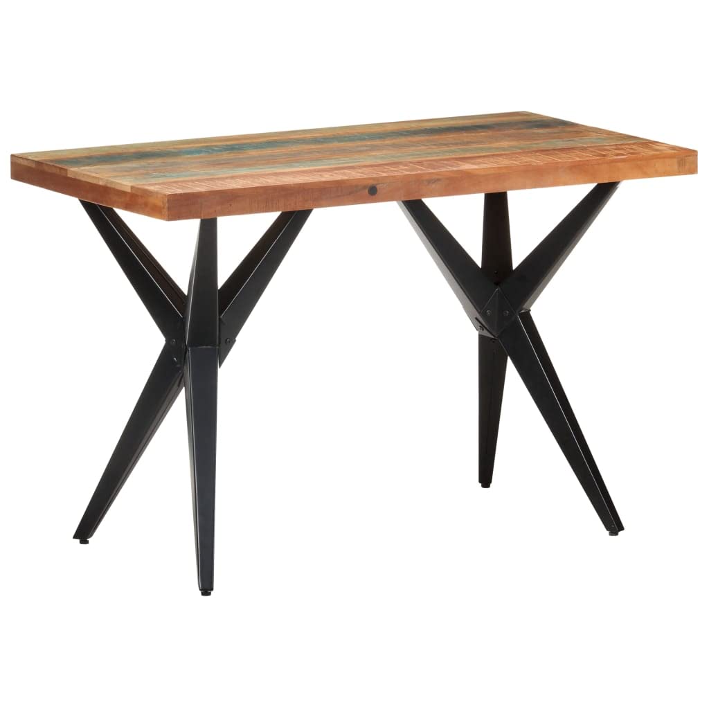 DiMorture 47.2 Inch Rectangular Wooden Dining Table with Sturdy Metal Base - Vintage Brown Kitchen Table for 4 People - Perfect for Small Space Dining Rooms, Breakfast Nooks & Cozy Family Meals