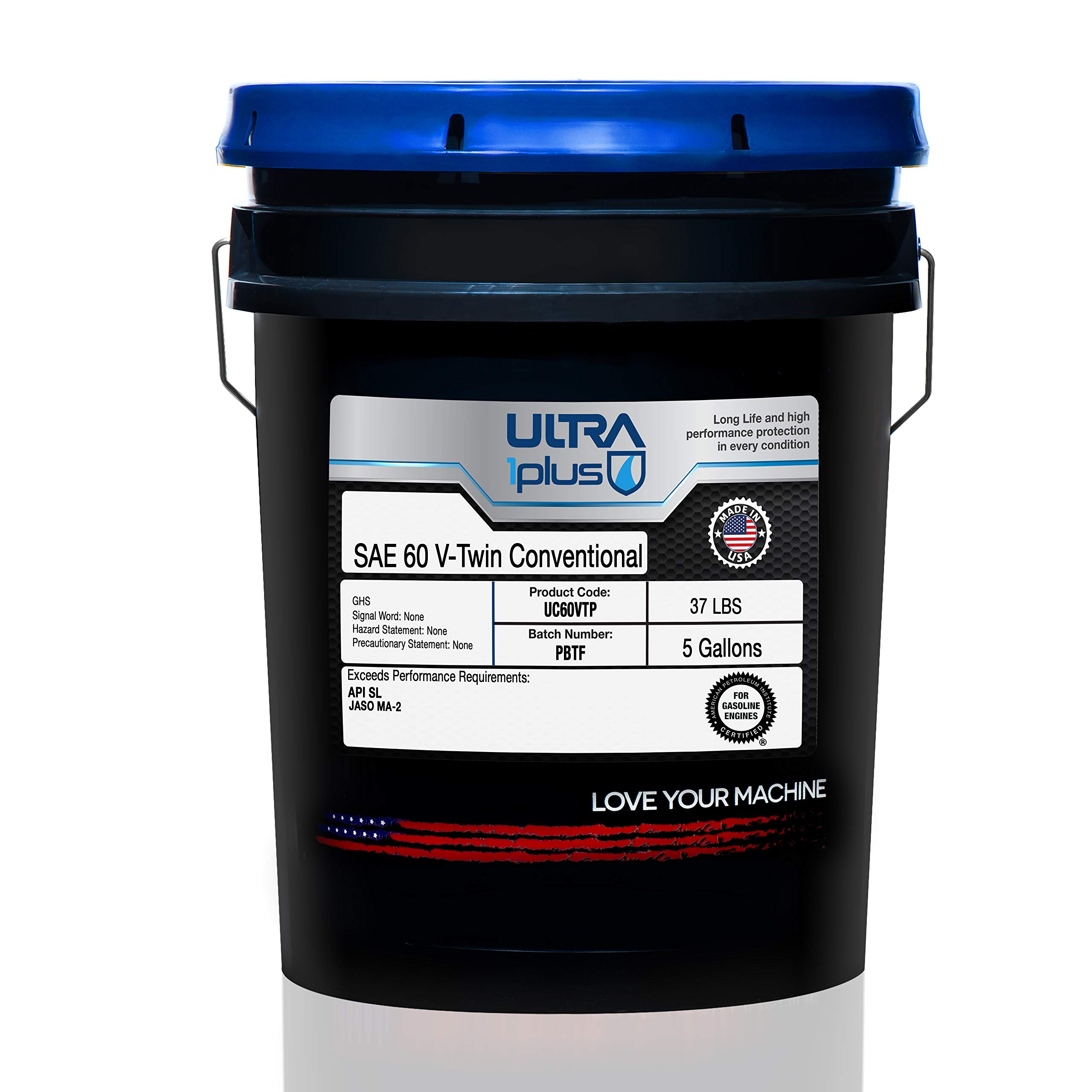 Ultra1Plus SAE 60 Conventional Motor Oil for V-Twin Engines | 5 Gallon Pail | High-Performance Lubrication for Motorcycles, ATVs & Power Equipment