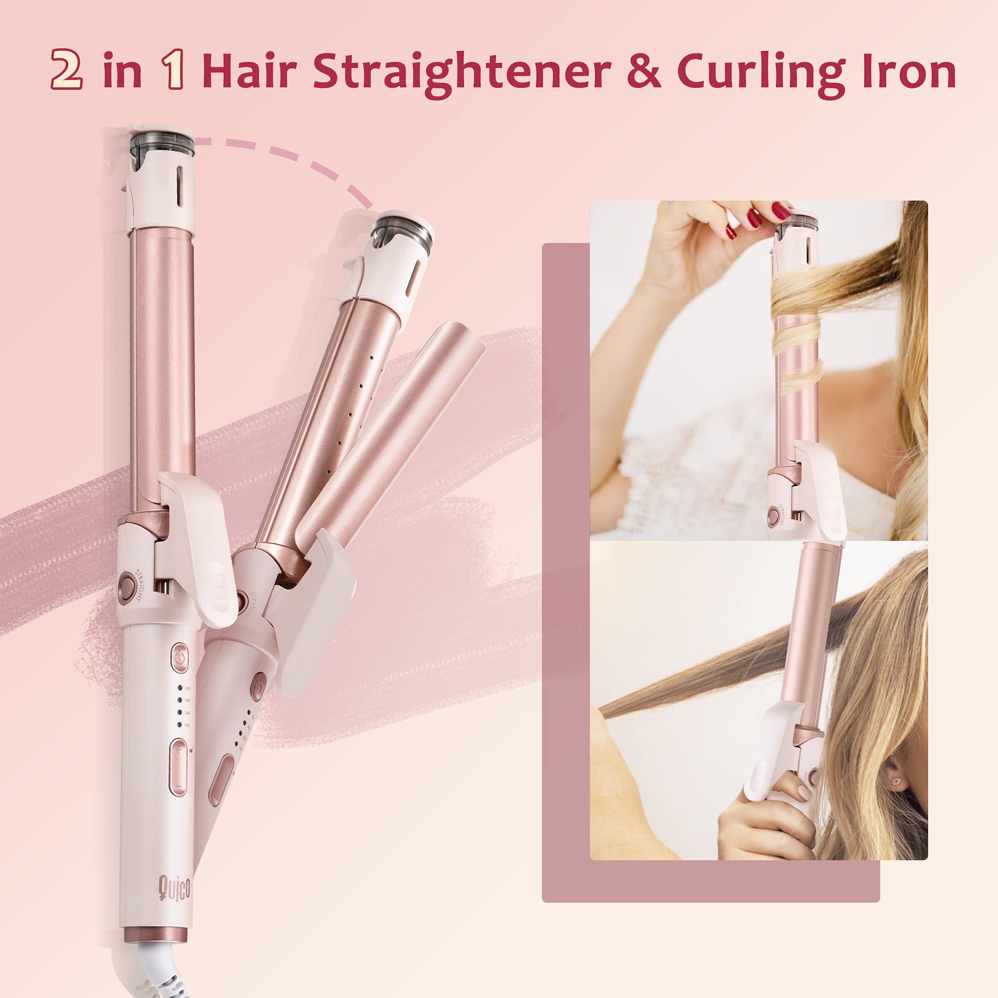 QUICO Professional Hair Straightener HC201 - Salon-Grade Flat Iron for Smooth, Shiny Hair - Perfect for Home & Salon Styling, Travel, and Special Occasions
