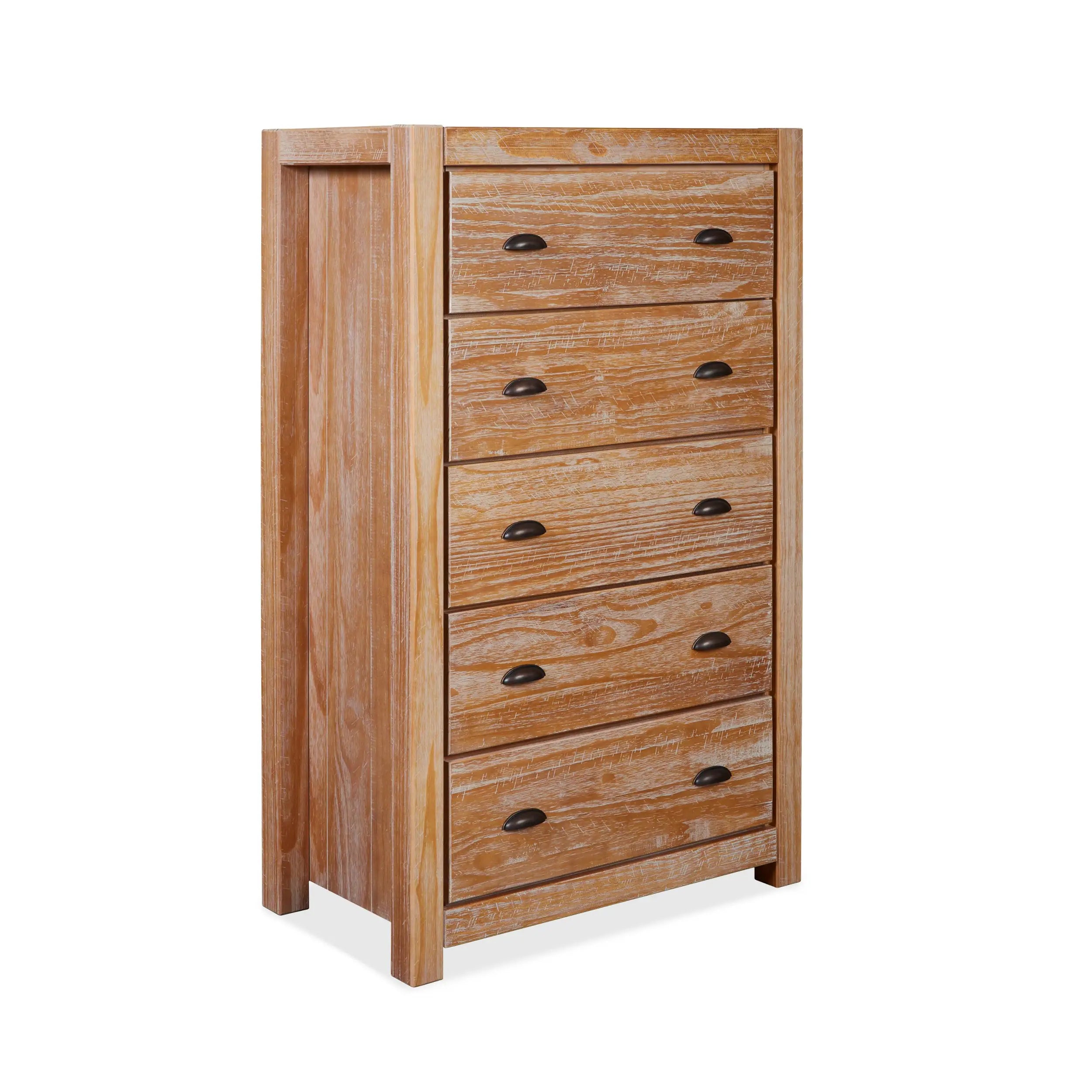 Montauk 5-Piece Bedroom Set - Queen Size Bed, Dresser, Nightstands & Mirror - Modern Farmhouse Furniture for Cozy Home Decor