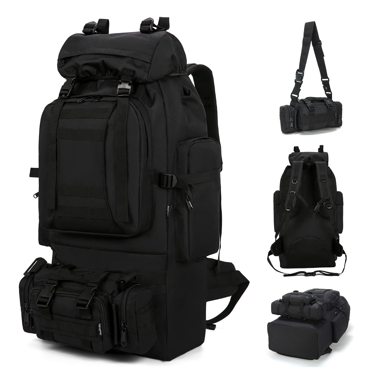 Tactical Backpack Military Grade - Large Capacity Molle Rucksack with Detachable Pouches for Camping, Hiking & Outdoor Adventures (Men & Women) - Perfect for Travel, Survival Gear & Everyday Use