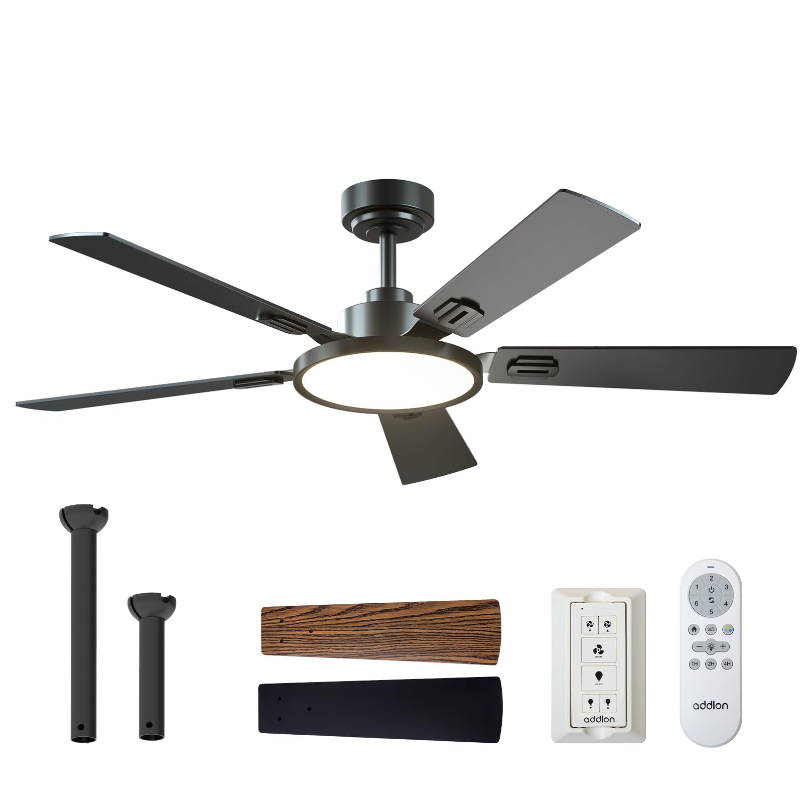 52 Inch Black Ceiling Fan with Lights and Remote Control - Reversible, Dimmable, 3CCT, Noiseless - Indoor/Outdoor Ceiling Fan for Bedroom, Living Room, Farmhouse - Perfect for Home Cooling and Decoration