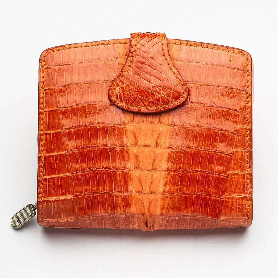 Two Tone Orange Crocodile Leather Women's Wallet - Luxury Bifold Wallet for Women - Perfect for Everyday Use, Travel & Gift Giving