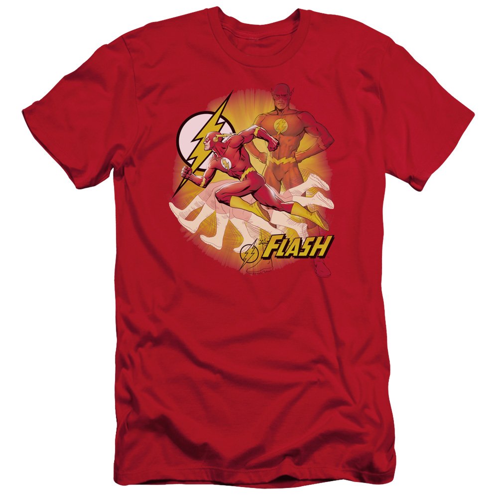 Trevco JLA-Lightning Fast Short Sleeve Adult T-Shirt, Red - Large | DC Comics Superhero Graphic Tee | Perfect for Cosplay, Comic Con & Casual Wear