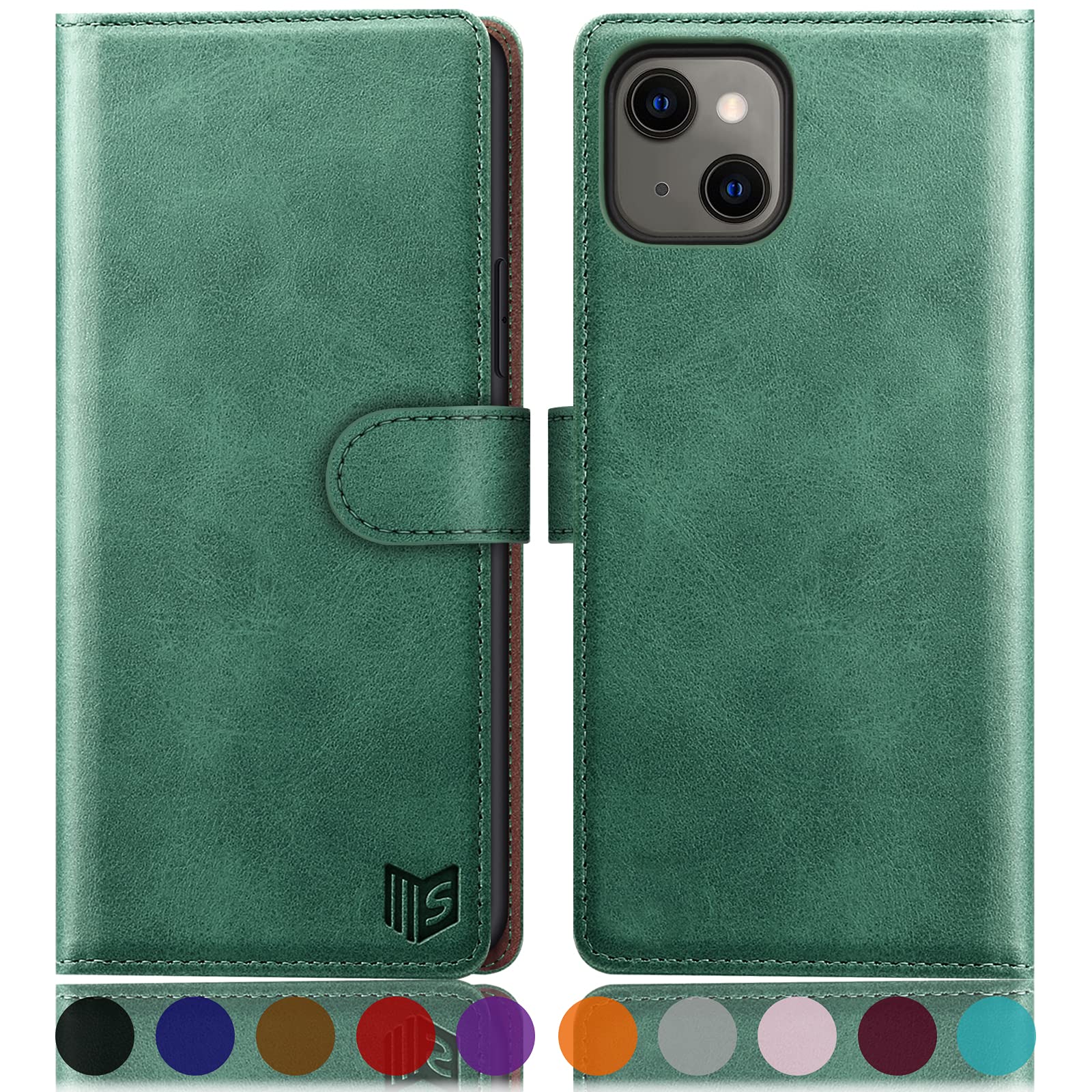 SUANPOT iPhone 13 Wallet Case with RFID Blocking - PU Leather Flip Cover for Men & Women - Perfect for Travel & Daily Use