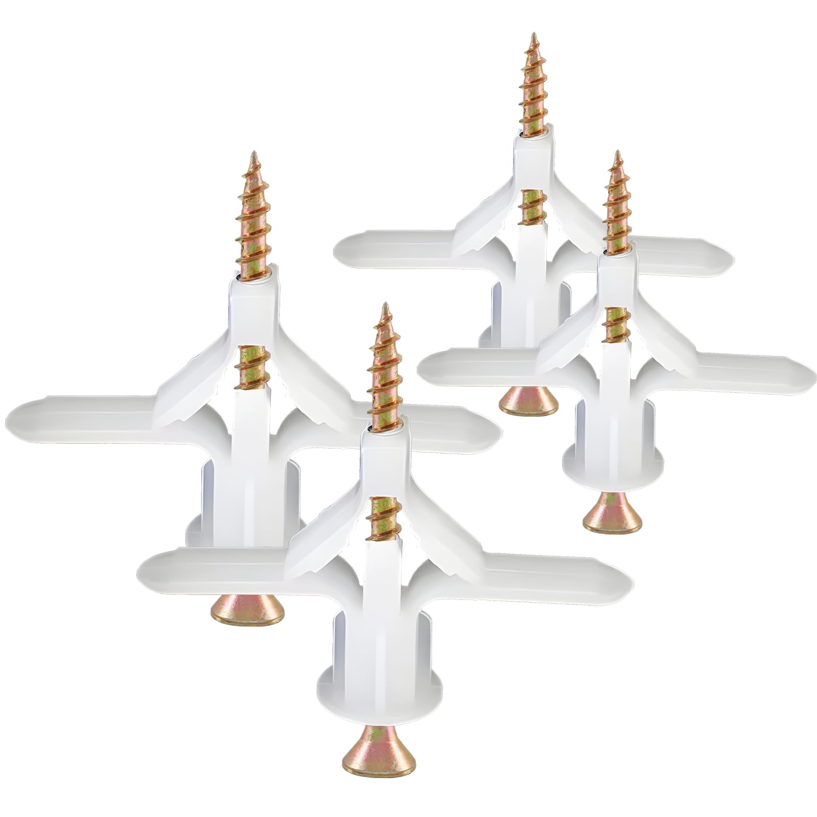 50Pcs Heavy Duty Drywall Anchors with Screws - Self-Drilling Hollow Wall Anchors & Butterfly Expansion Plugs - White Plastic Wall Anchors Kit for Curtains, Shelves & Picture Hanging - Perfect for Plasterboard & Drywall Installation in Homes & Offices