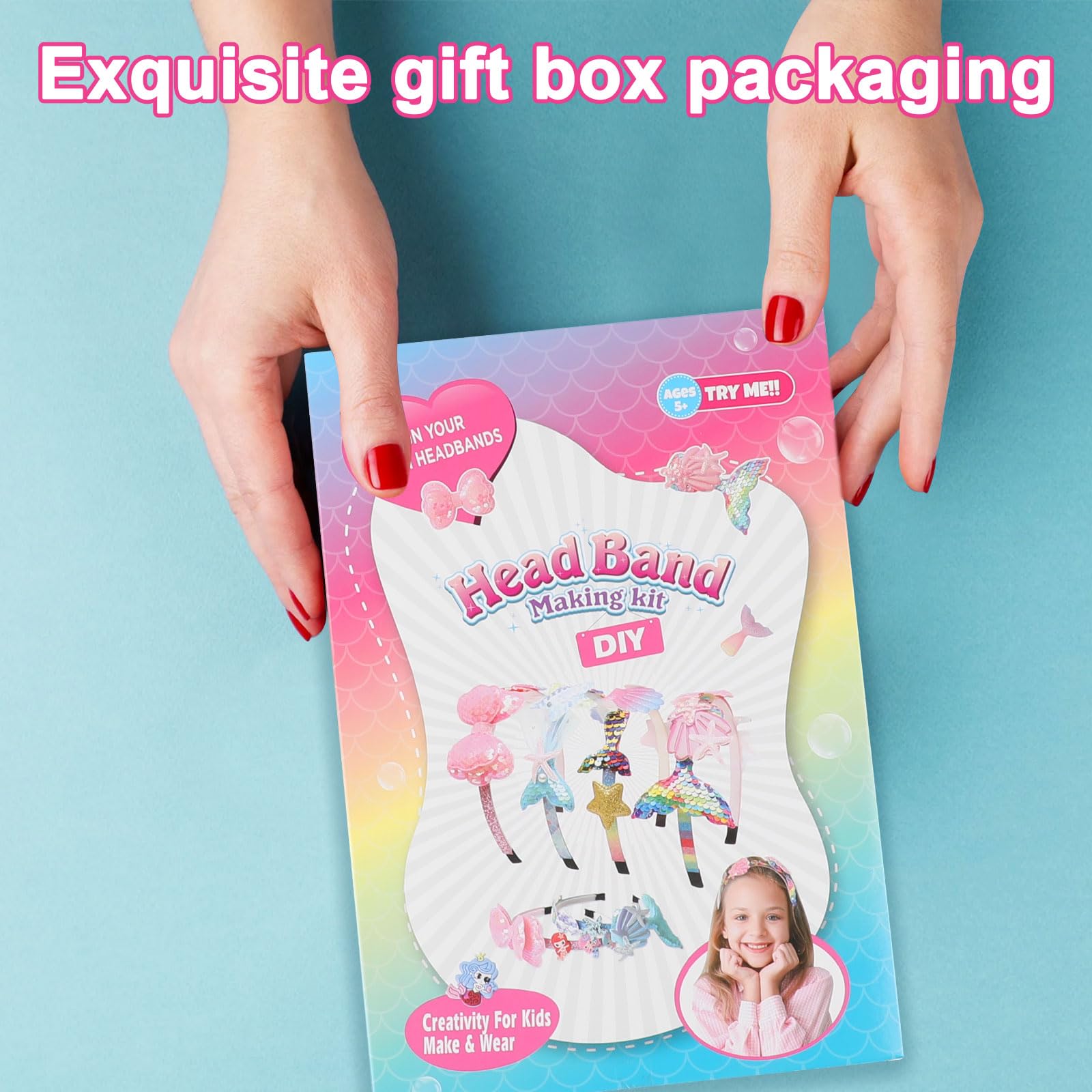 JOFONY DIY Headband Making Kit for Girls Ages 3-12 - 6-Piece Fashion Hair Accessories Arts and Crafts Set - Perfect for Birthday Gifts, Creative Play & Dress-Up Costume Parties