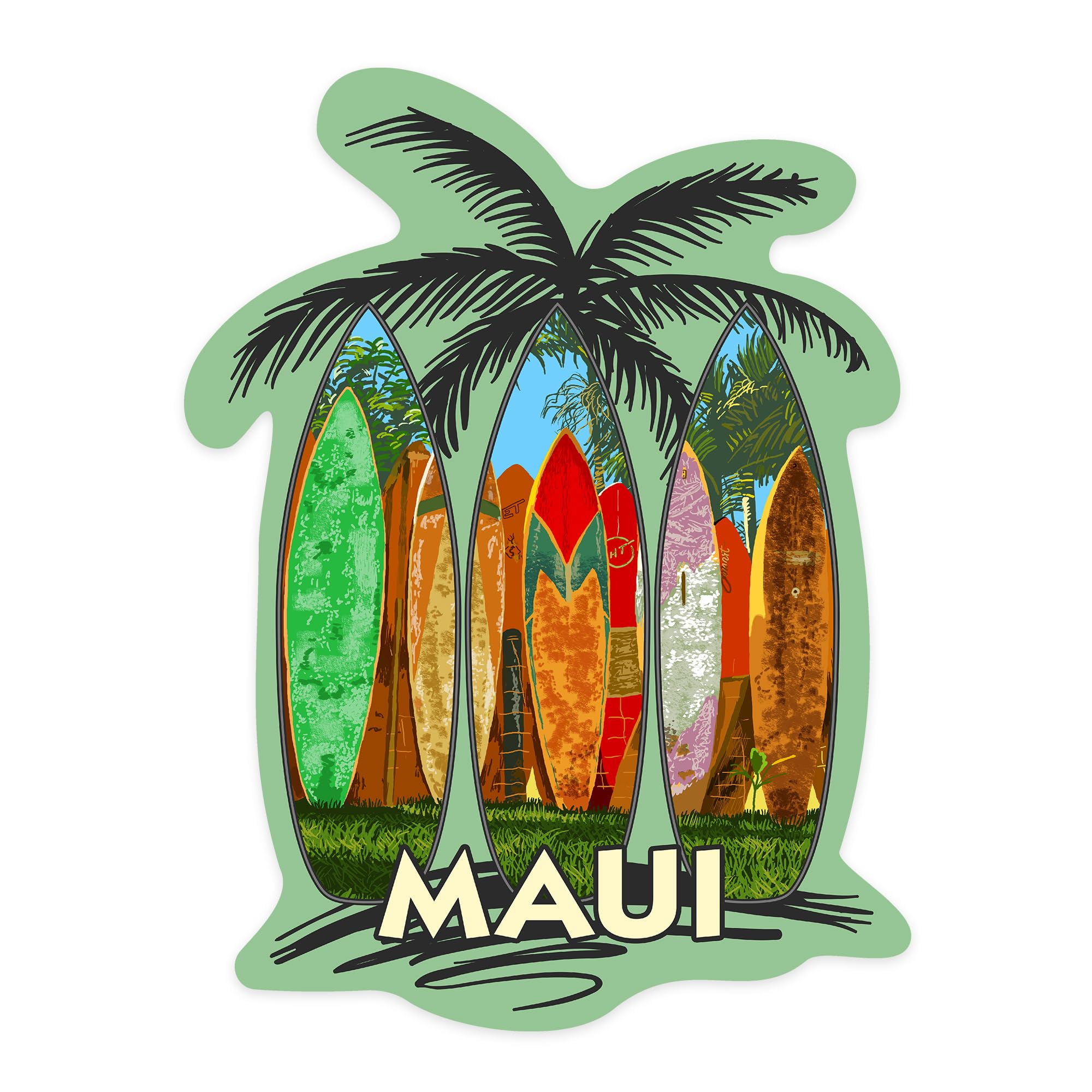 Custom Die Cut Maui Surfboard Vinyl Stickers 3-6 Inches - Waterproof Decals for Cars, Water Bottles, Laptops, Coolers - Perfect for Beach Lovers, Surf Enthusiasts & Tropical Decor